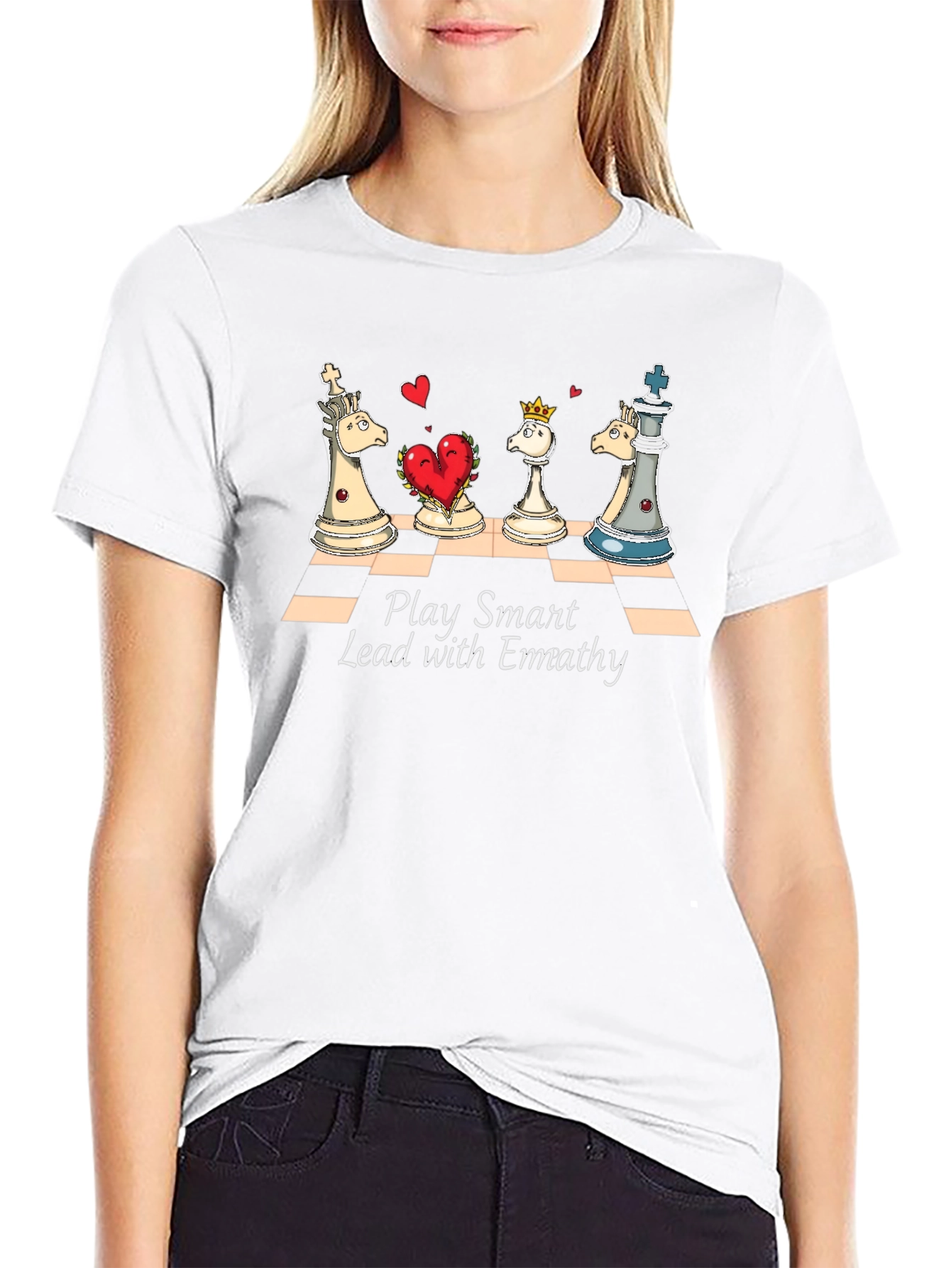 Black Chess Empathy Graphic Tee - Play Smart Lead With Empathy view 9
