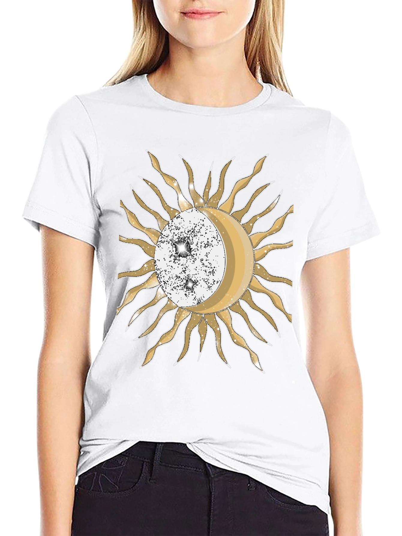 Black Celestial Sun & Moon Graphic T-Shirt view 9