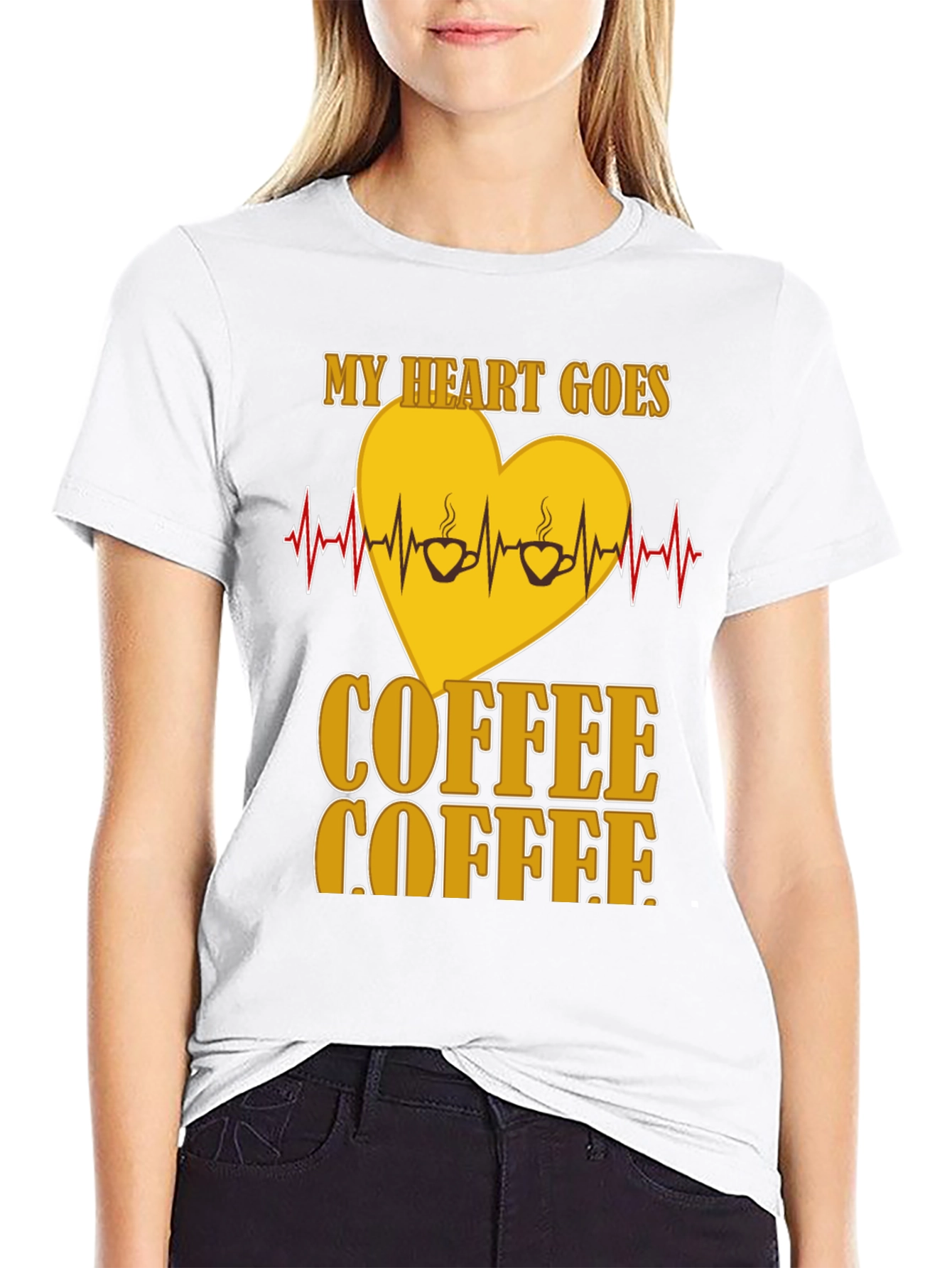 Black Coffee Lover's Heartbeat T-Shirt view 9