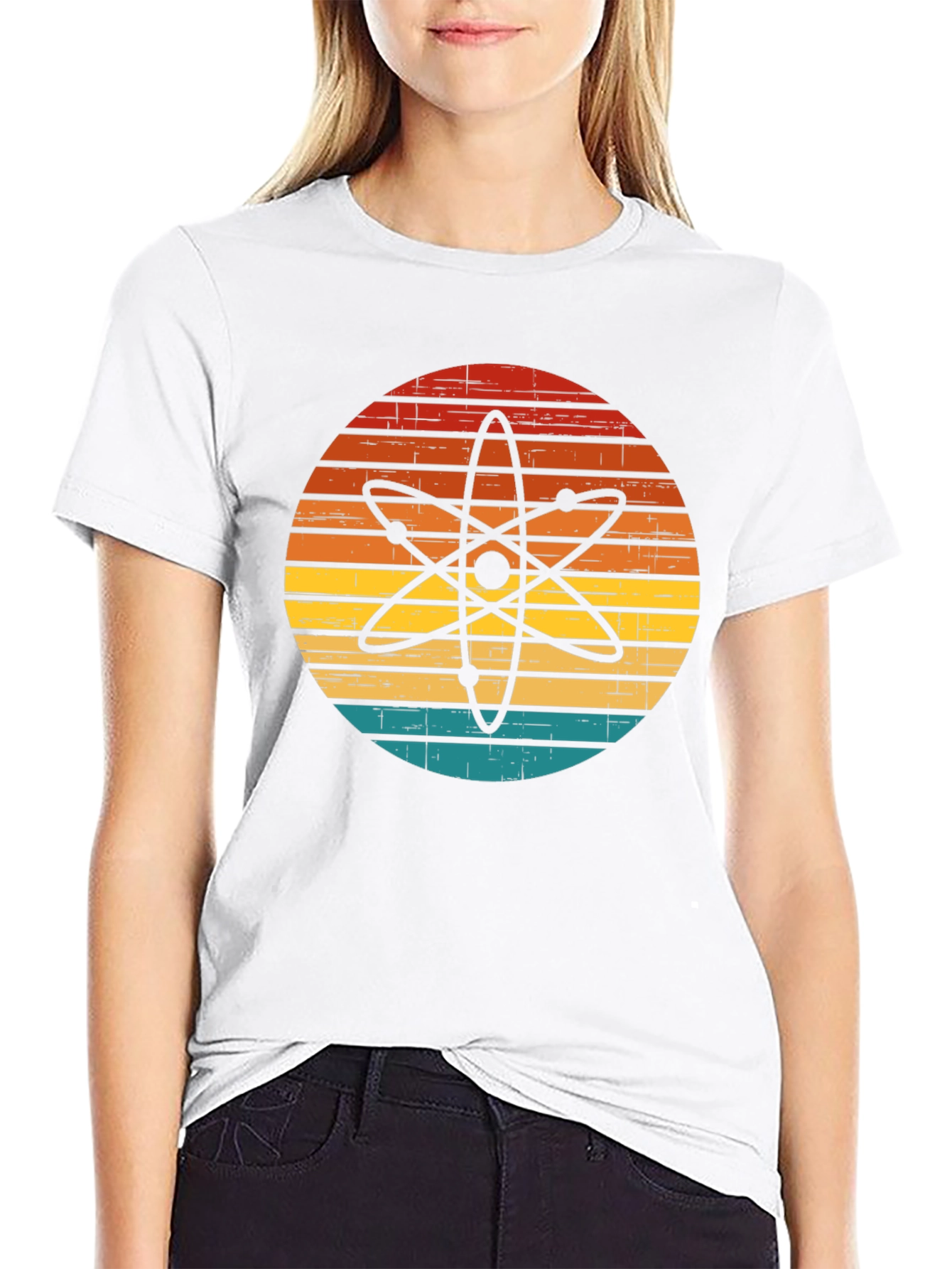 Black Retro Atom Graphic T-Shirt - Science Style view 9