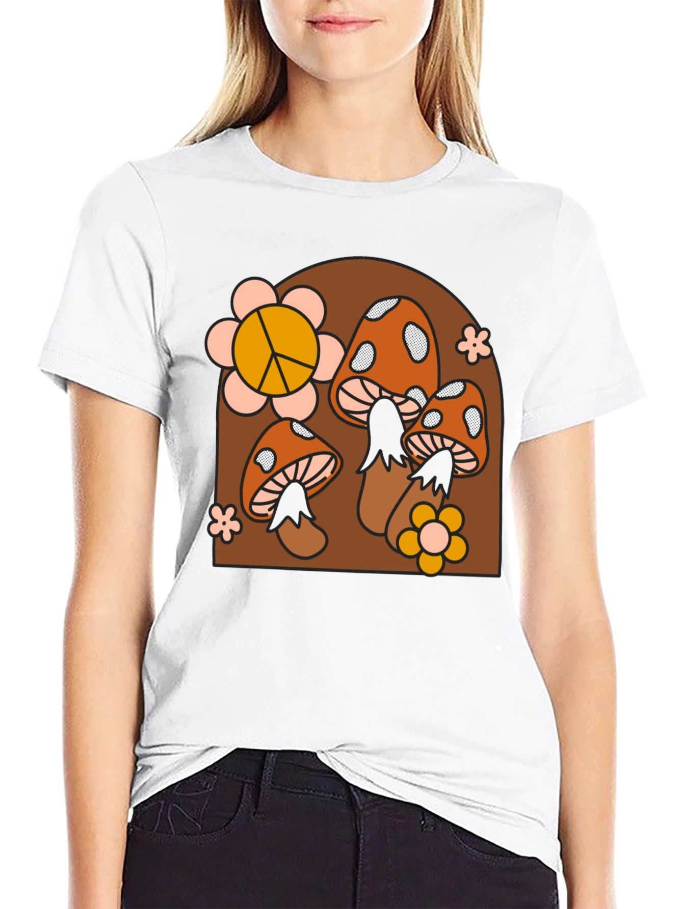 Black Retro Mushroom T-Shirt view 9