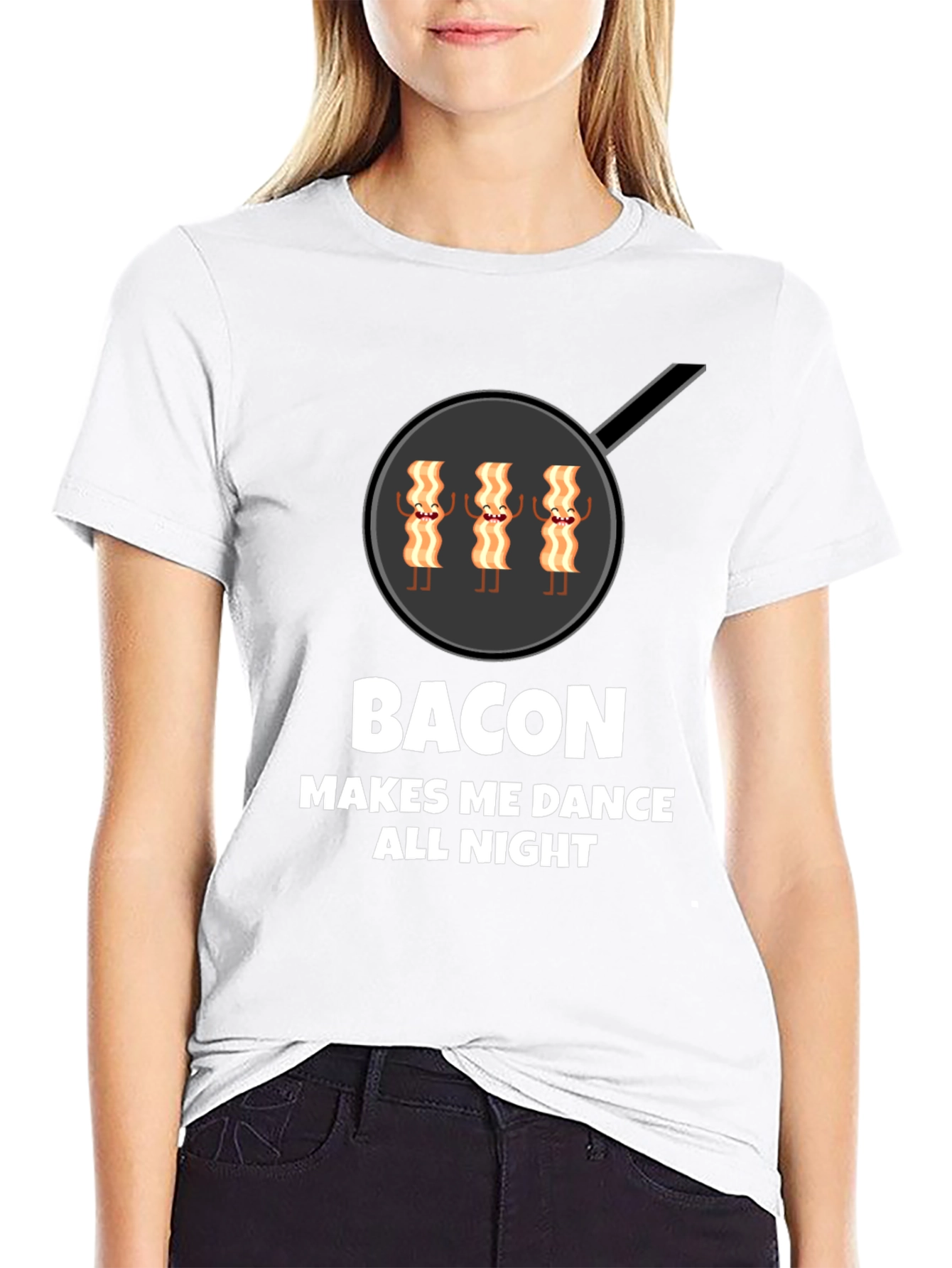 Black Bacon Makes Me Dance All Night Graphic T-Shirt view 9