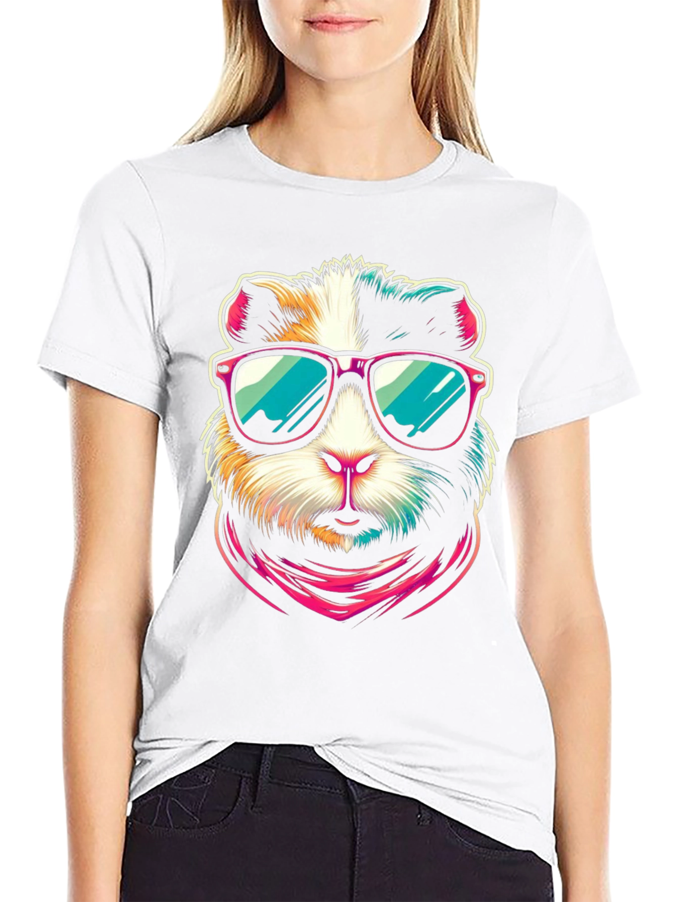 Black Cool Guinea Pig Graphic Tee view 9