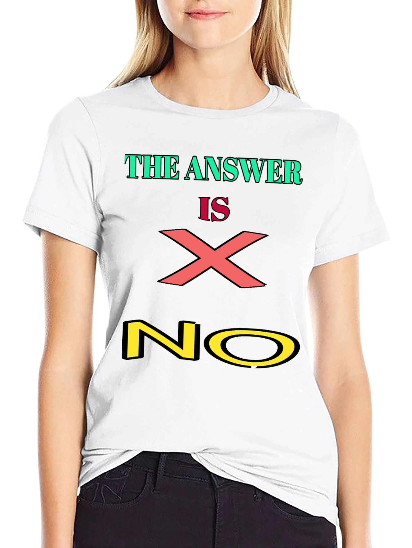 Black The Answer is X NO Graphic Tee view 9