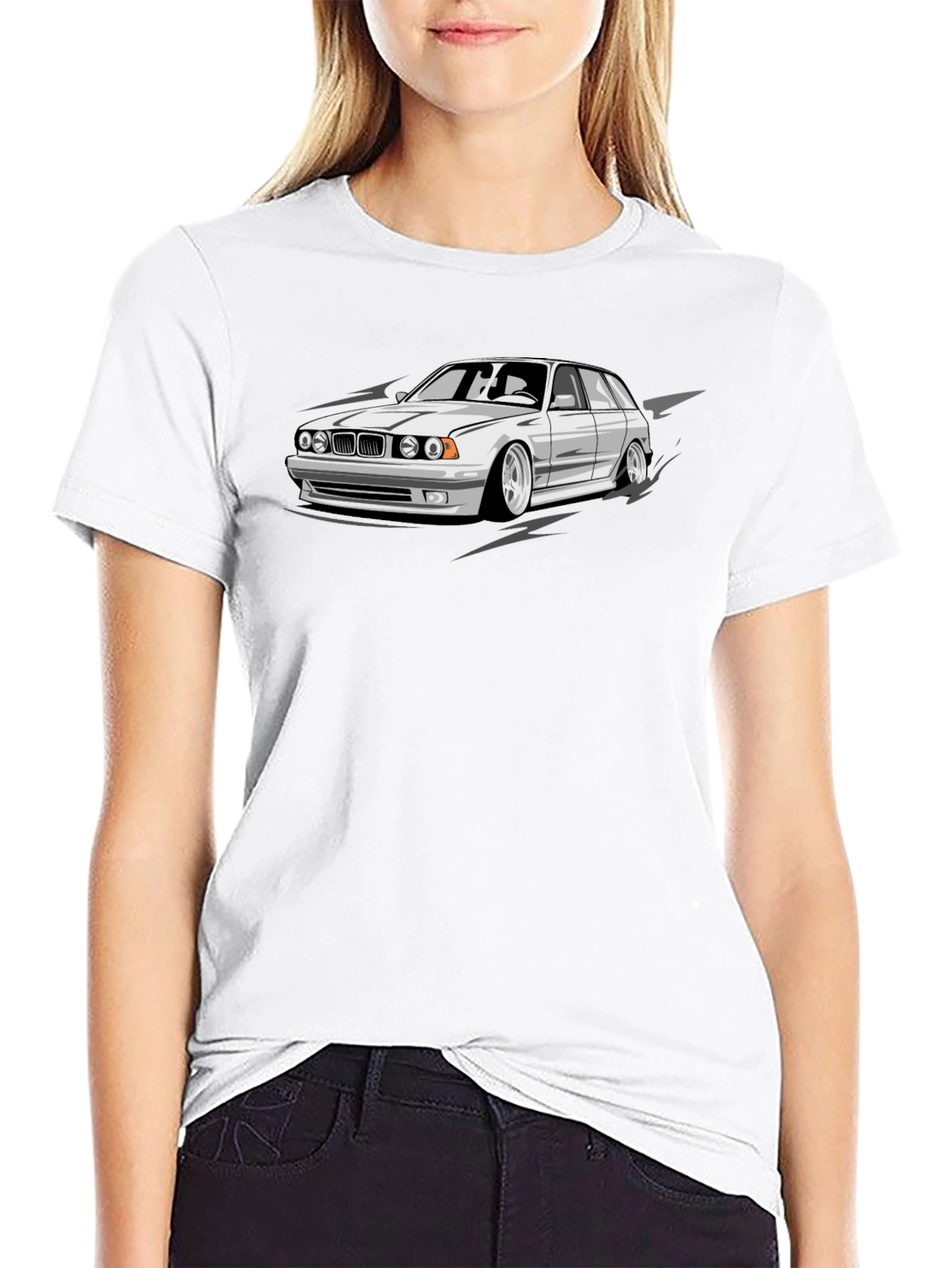 Black Cool Car Graphic Black T-Shirt view 9