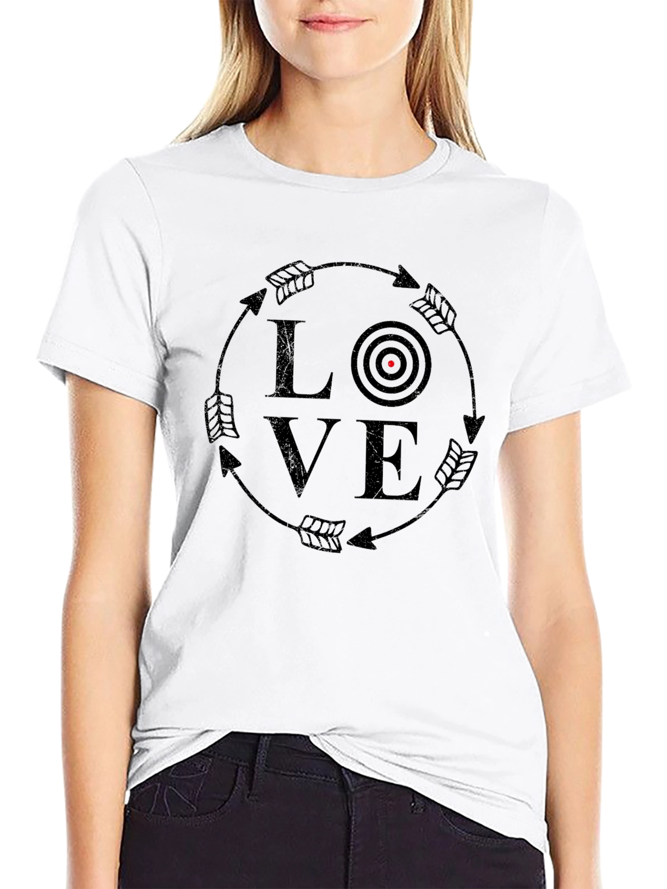 Black Love Target Arrow Graphic T-Shirt view 9