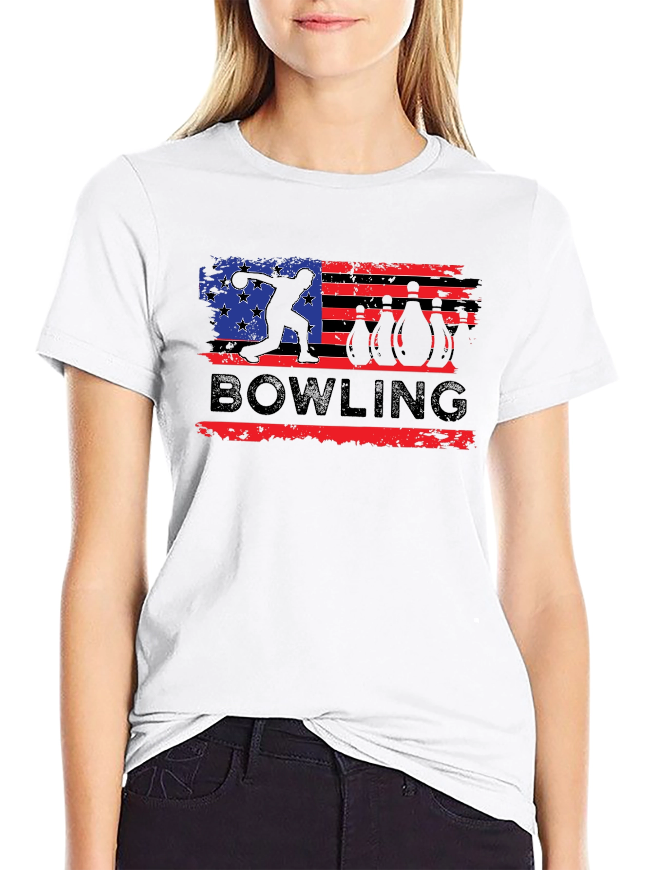 Black Bowling USA Flag Graphic T-Shirt view 9