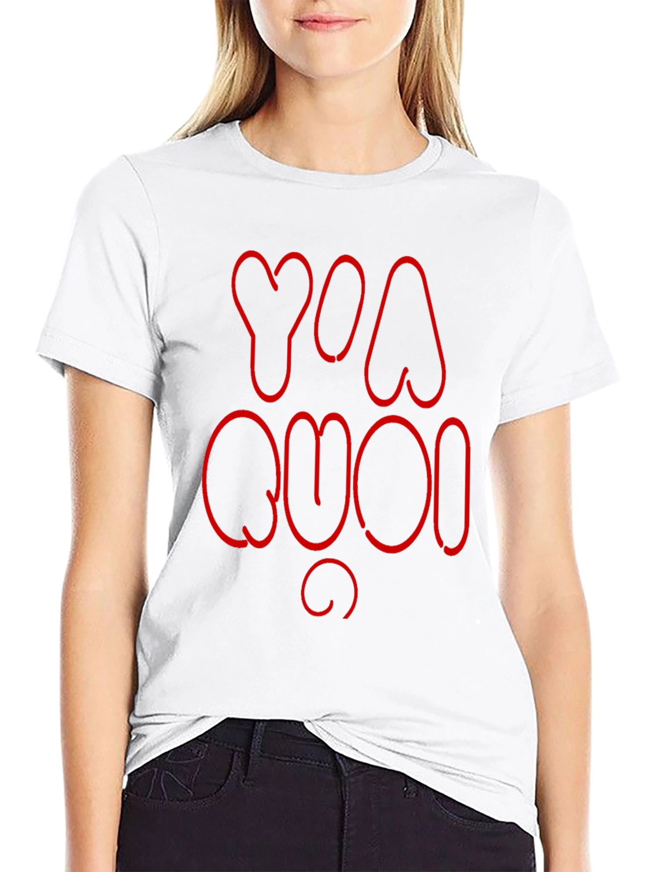 Black YA QUOI Graphic T-Shirt - Crew Neck Short Sleeve Top view 9