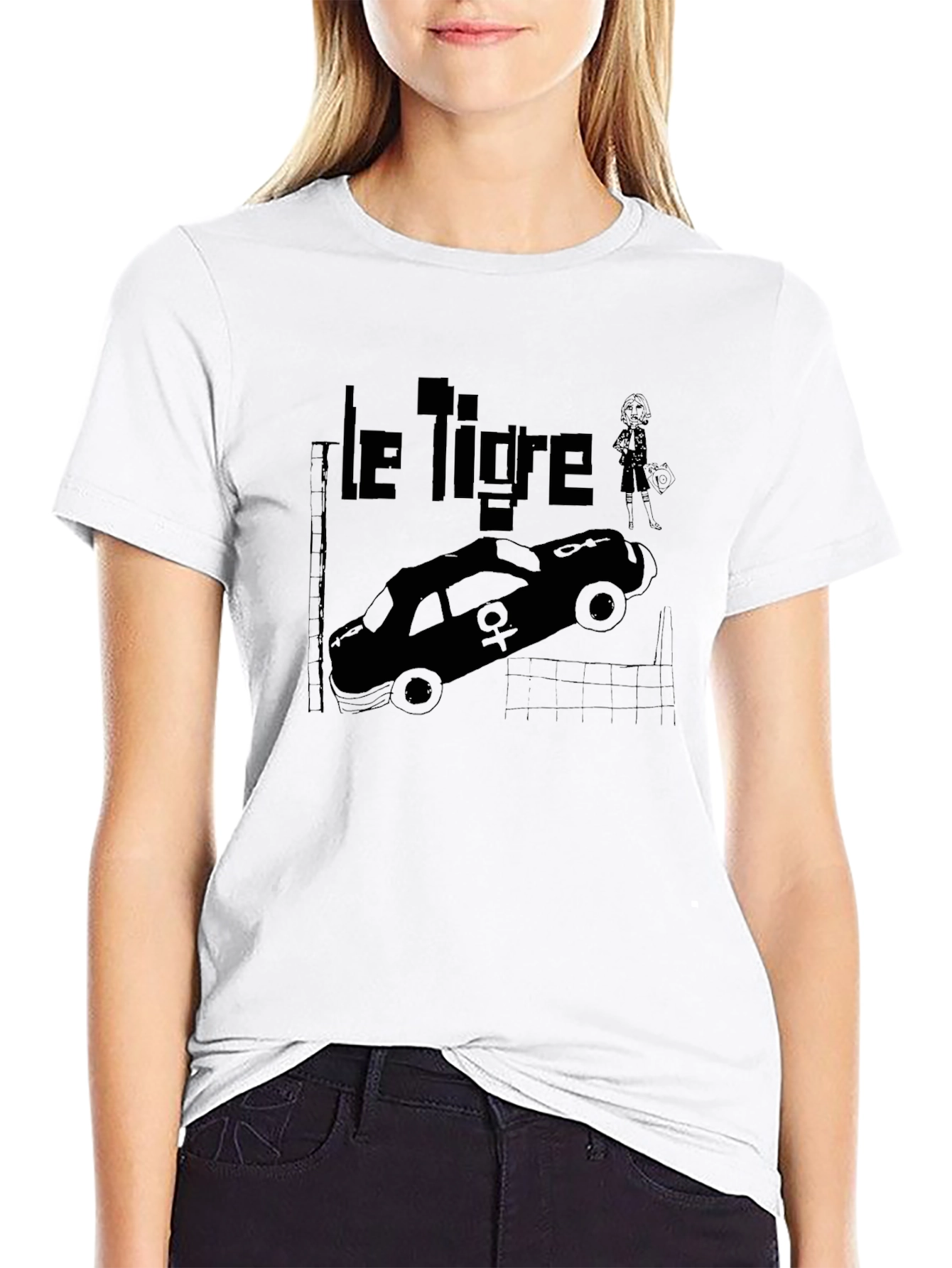 Black Le Tigre Graphic Tee - Black Unisex T-Shirt view 9
