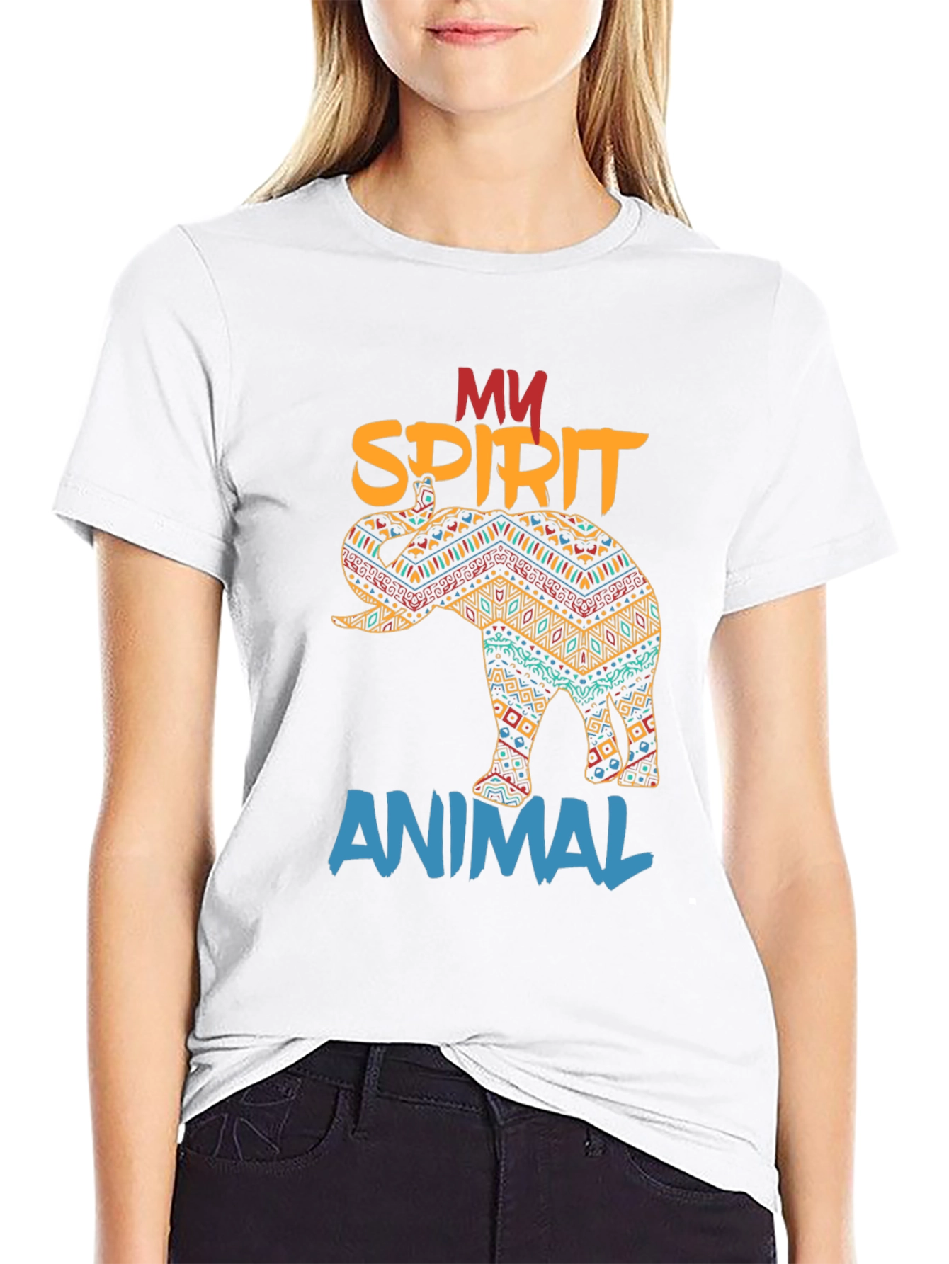 Black Elephant Spirit Animal Graphic T-Shirt view 9