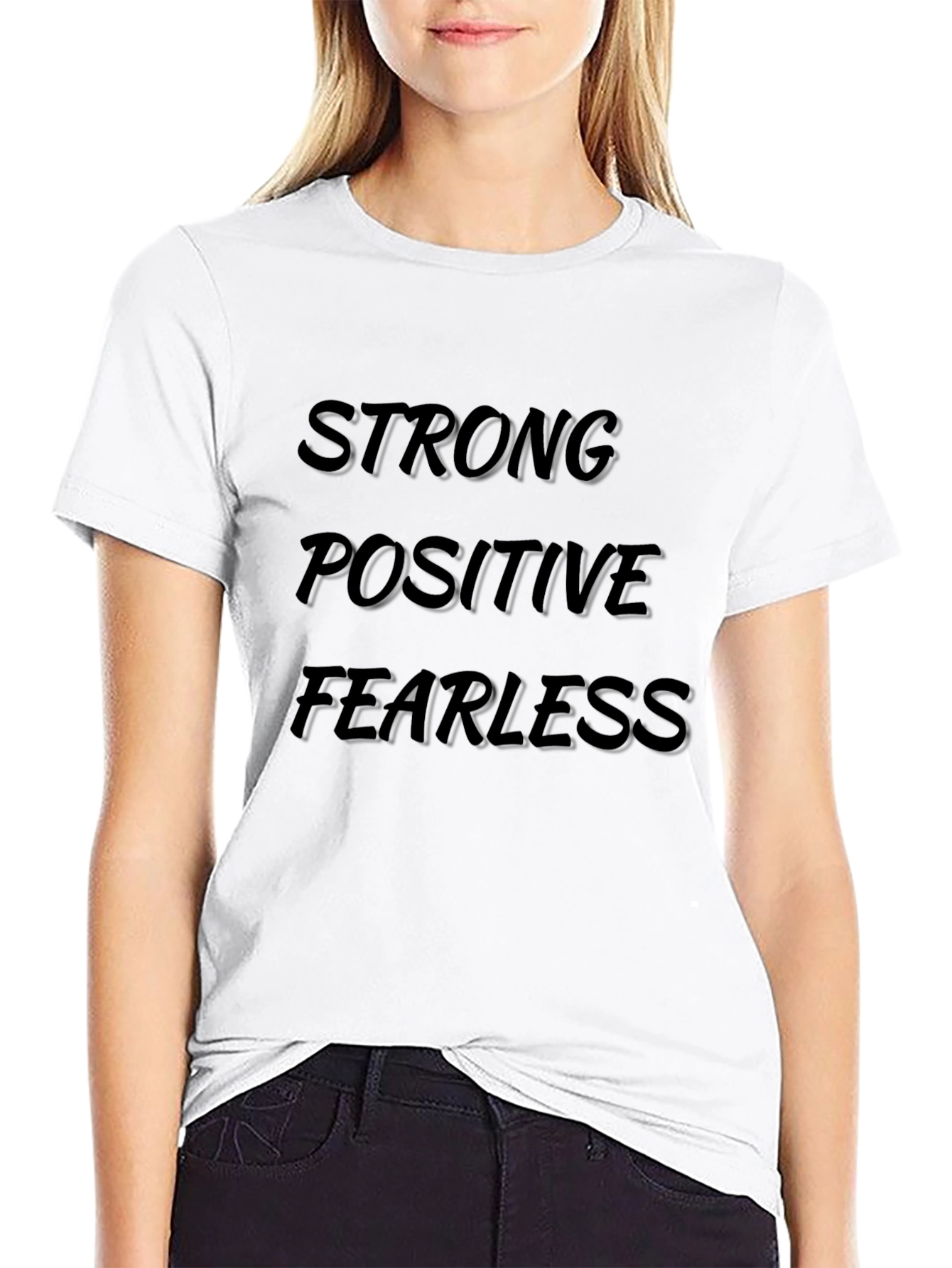 Black Strong Positive Fearless Black T-Shirt view 9