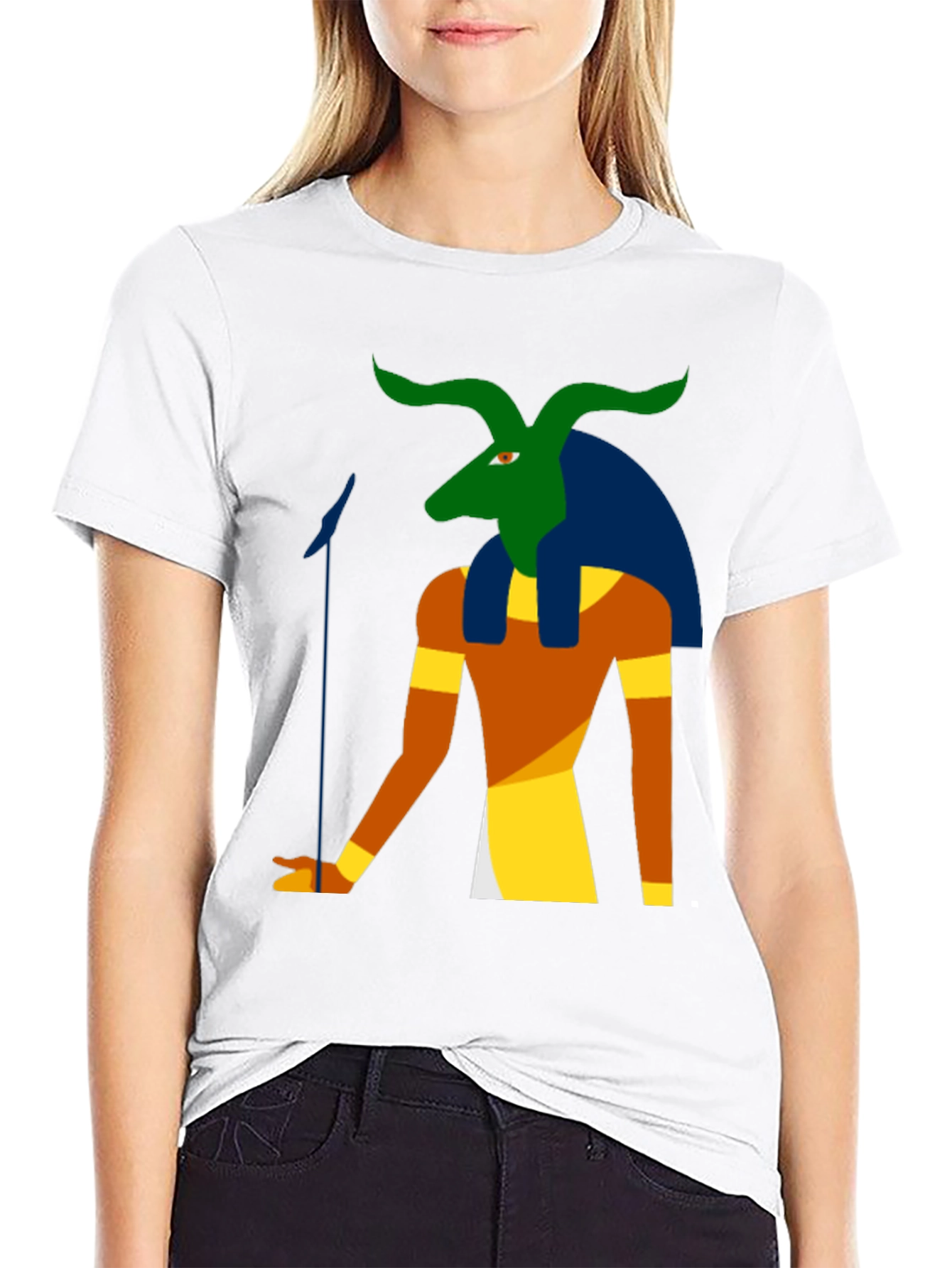 Black Egyptian Deity Graphic Tee - Black Cotton Shirt view 9