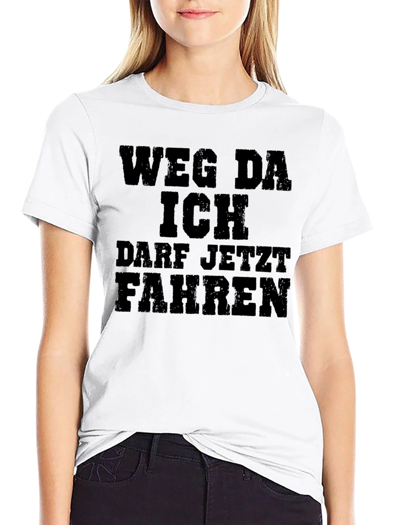 Black Weg Da Ich Darf Jetzt Fahren Graphic Tee - Novelty German Saying Shirt view 9