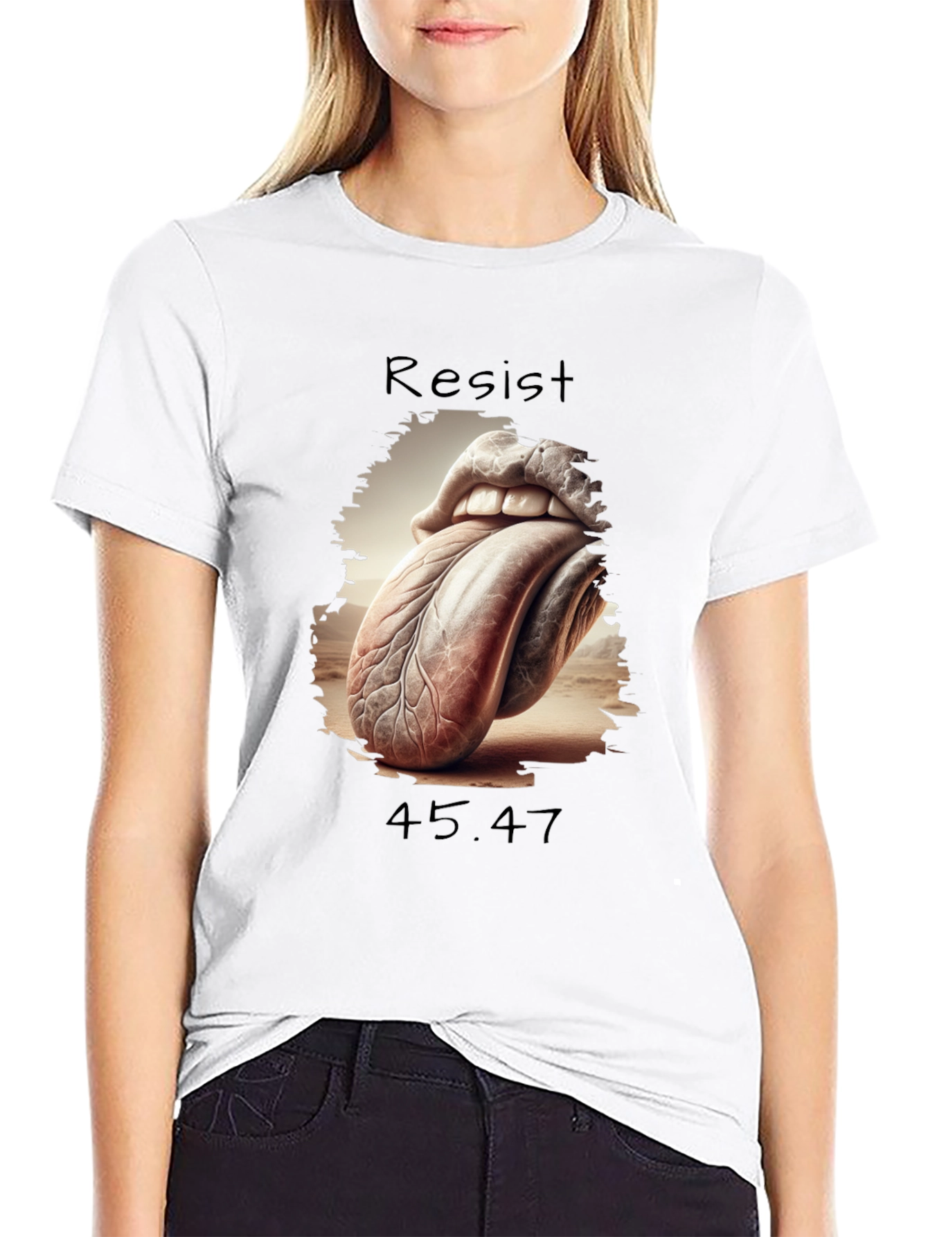 Black Resist 45.47 Graphic Tee - Unique Tongue Design view 9