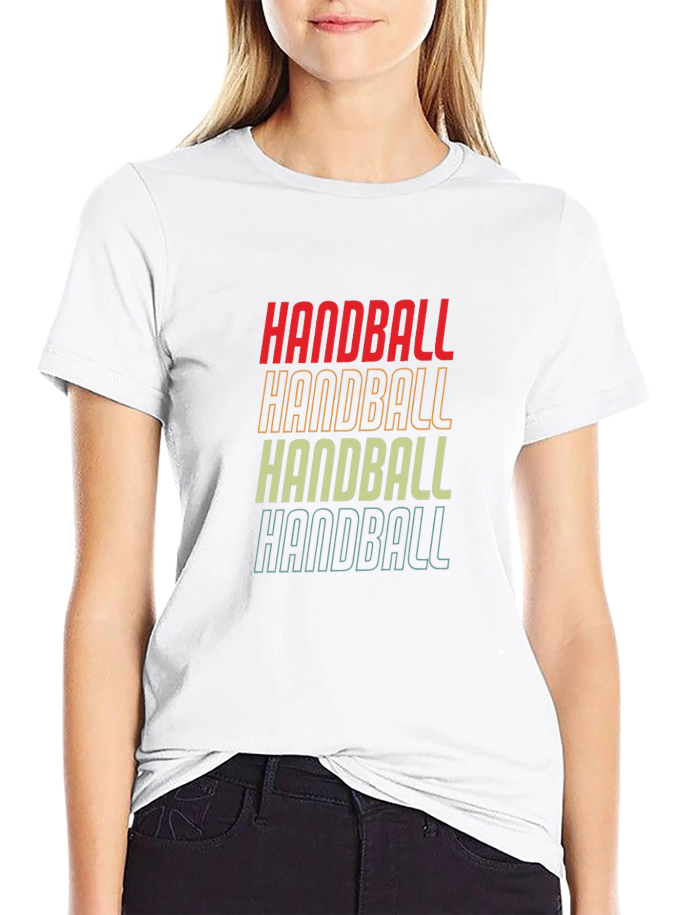 Black Retro Handball T-Shirt, Sport Graphic Tee view 9