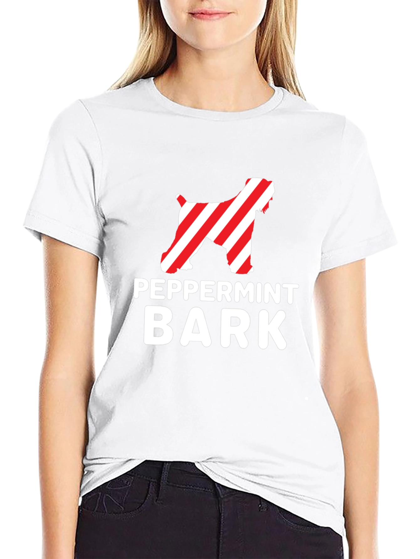 Black Peppermint Bark Dog T-Shirt - Festive Holiday Apparel view 9