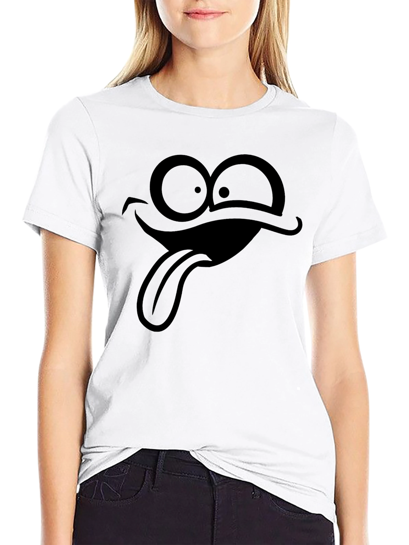 Black Funny Face Black T-Shirt view 9