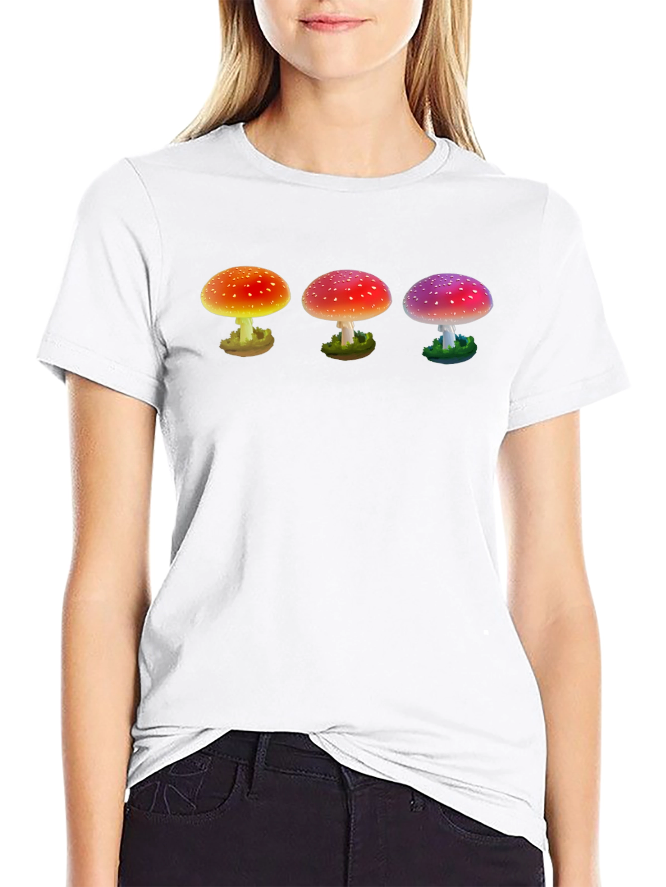Black Trippy Mushroom Graphic T-Shirt view 9