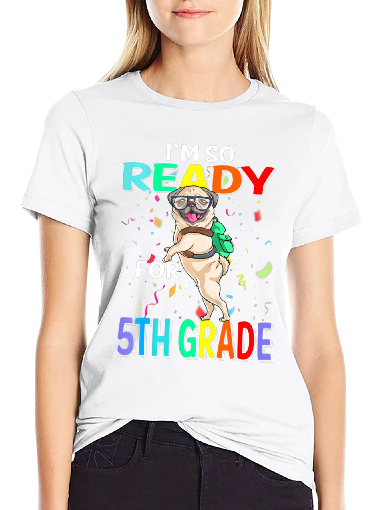 Black Ready for 5th Grade Pug T-Shirt view 9