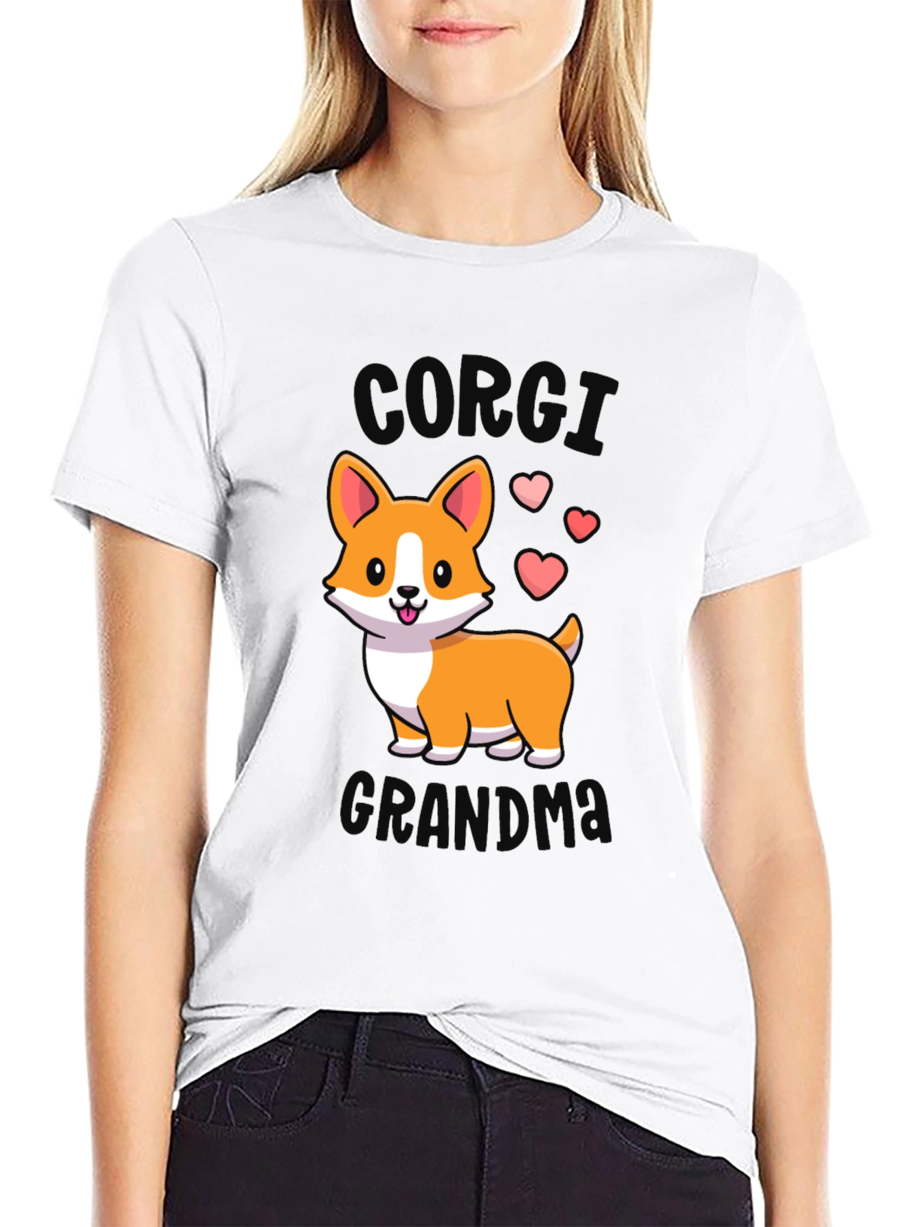 Black Corgi Grandma Black T-Shirt view 9