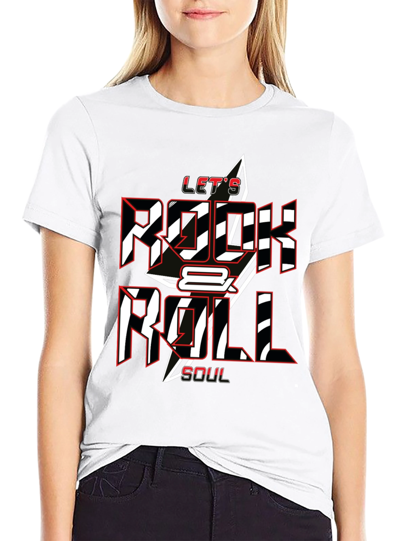Black Let's Rock & Roll Soul Black Graphic Tee view 9
