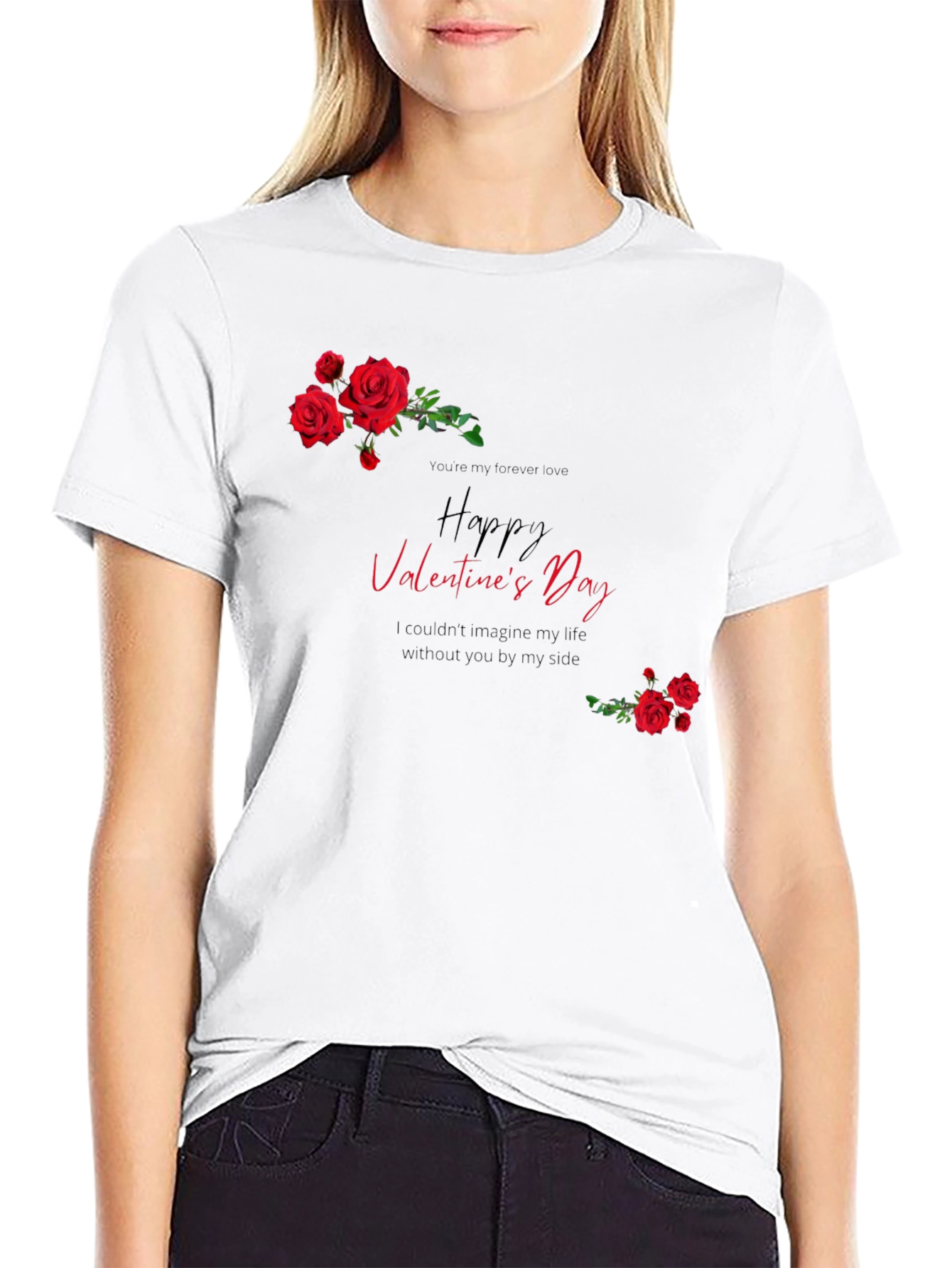 Black Valentine's Day Roses Graphic T-Shirt view 9