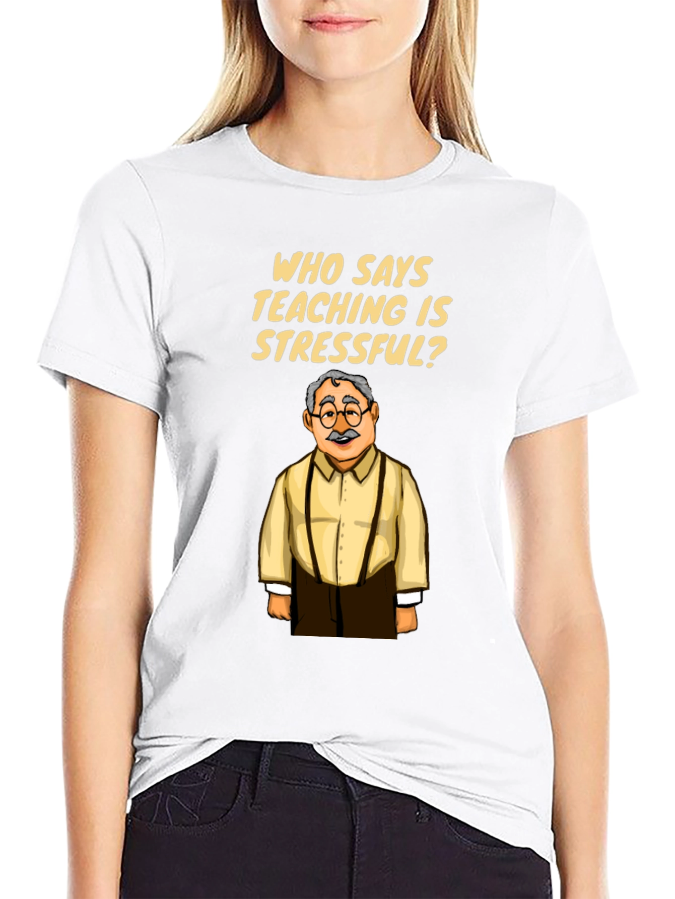 Black Funny Teacher T-Shirt: Teaching is Stressful? view 9