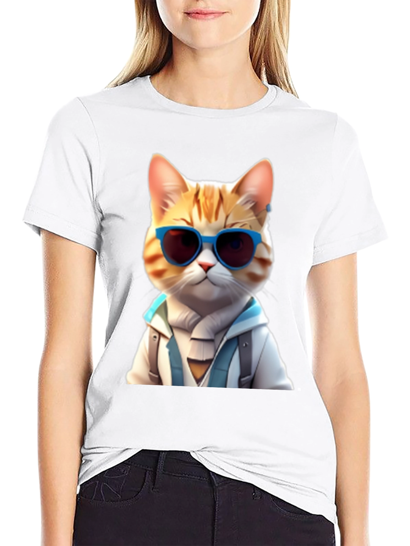 Black Cool Cat Graphic T-Shirt view 9