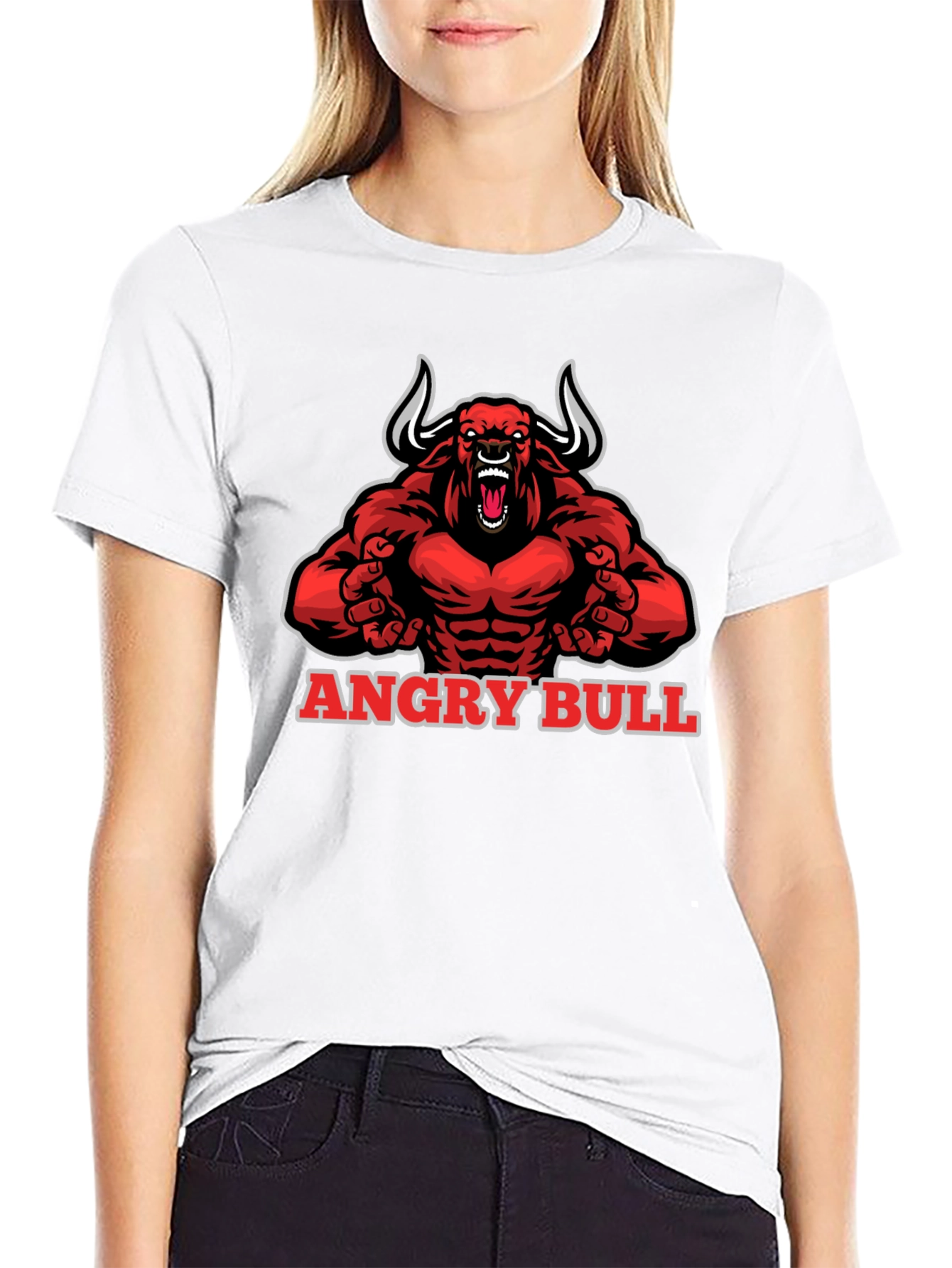 Black Angry Bull Graphic Tee - Black Cotton T-Shirt view 9
