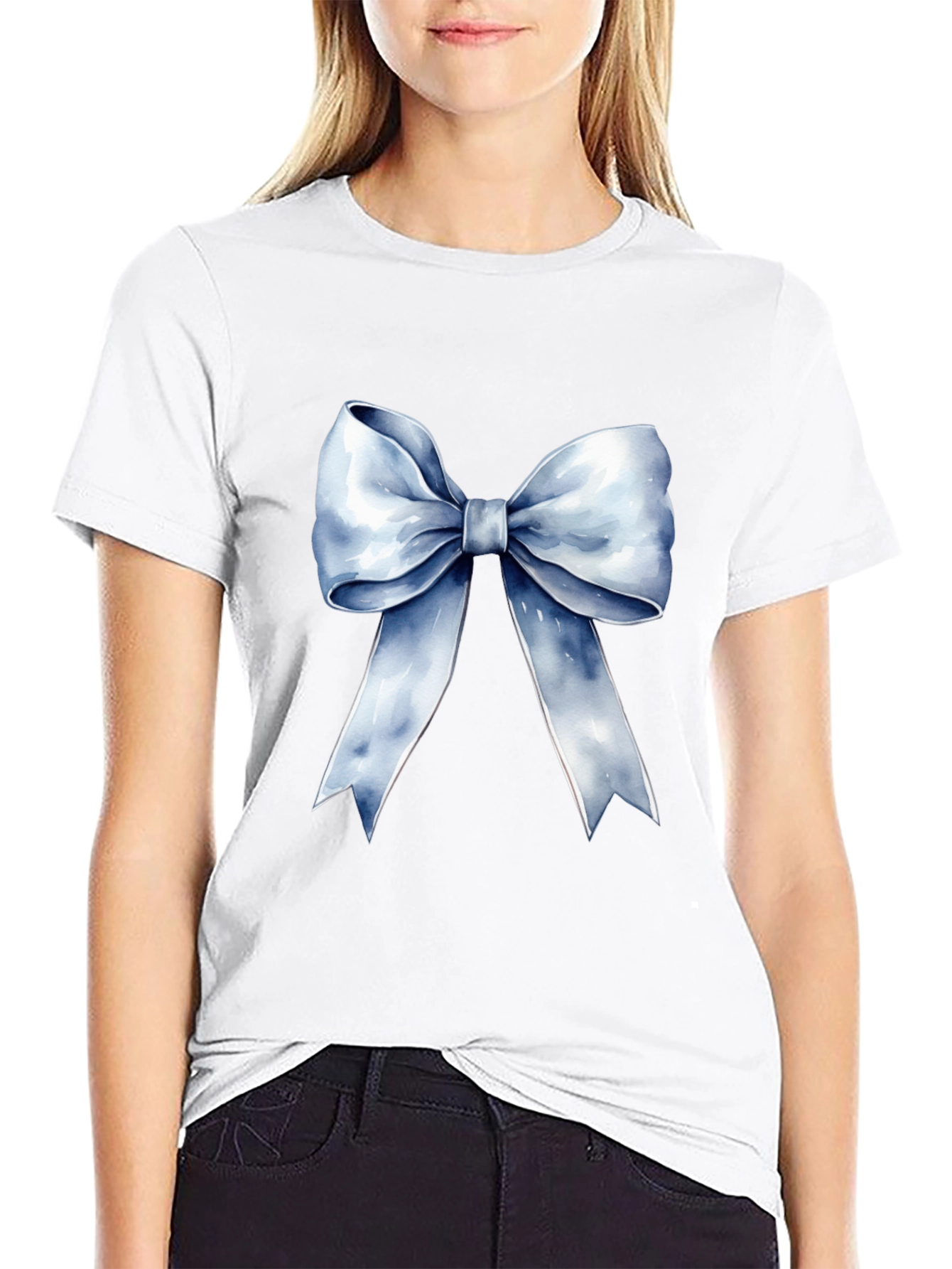 Black Bow Graphic Tee - Stylish Black Cotton T-Shirt view 9