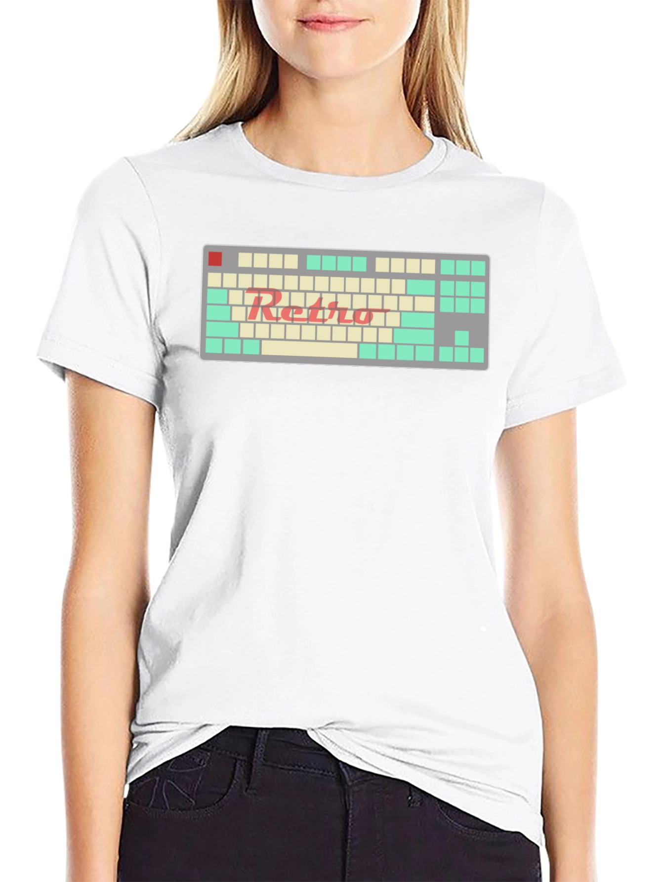 Black Retro Keyboard T-Shirt - Gamer Style view 9