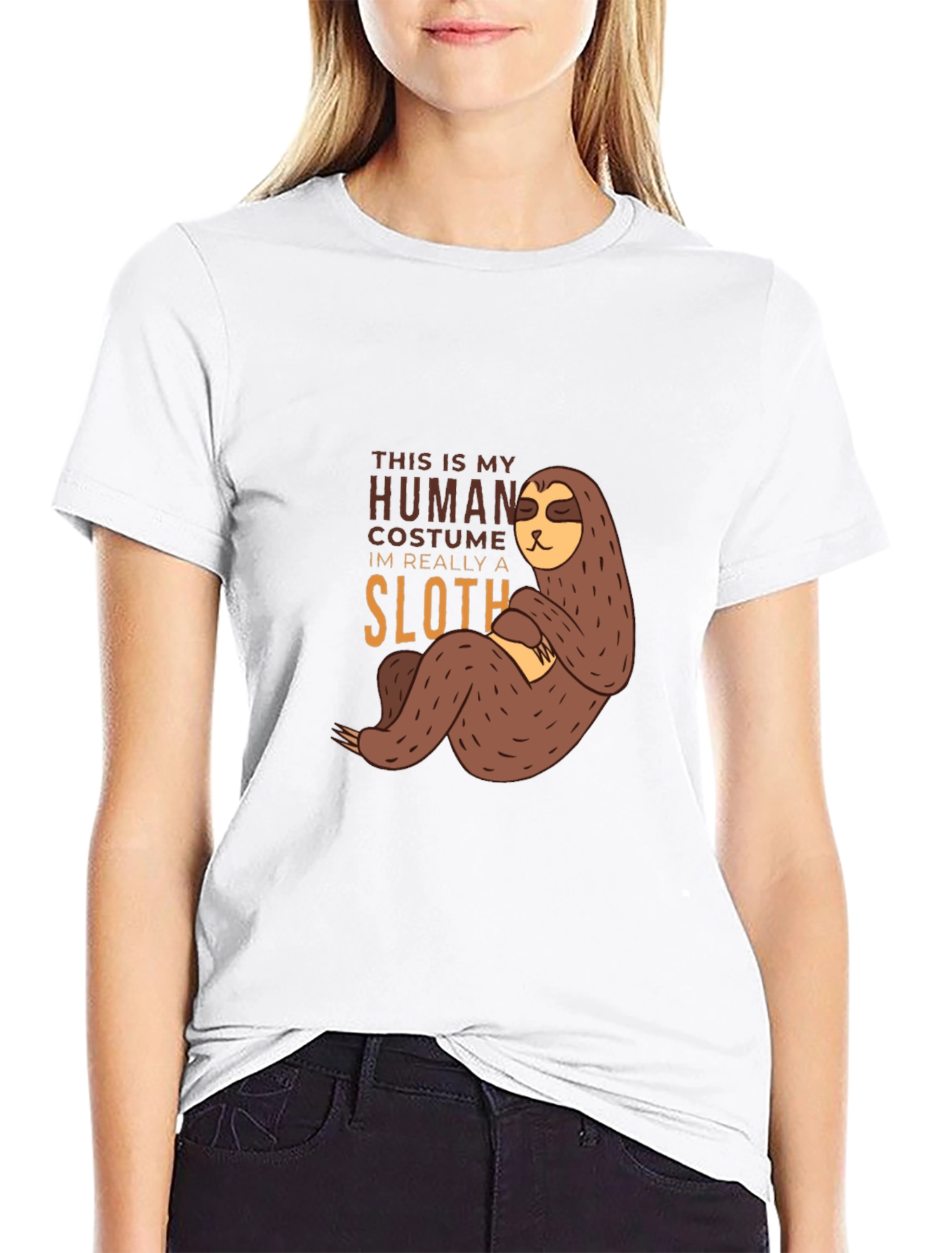 Black Funny Sloth Human Costume T-Shirt view 9