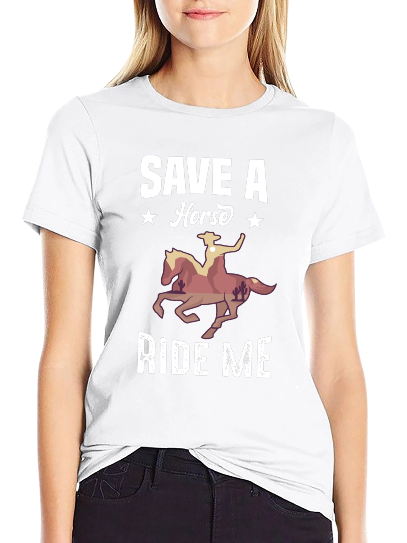 Black Save A Horse Ride Me T-Shirt - Novelty Graphic Tee view 9