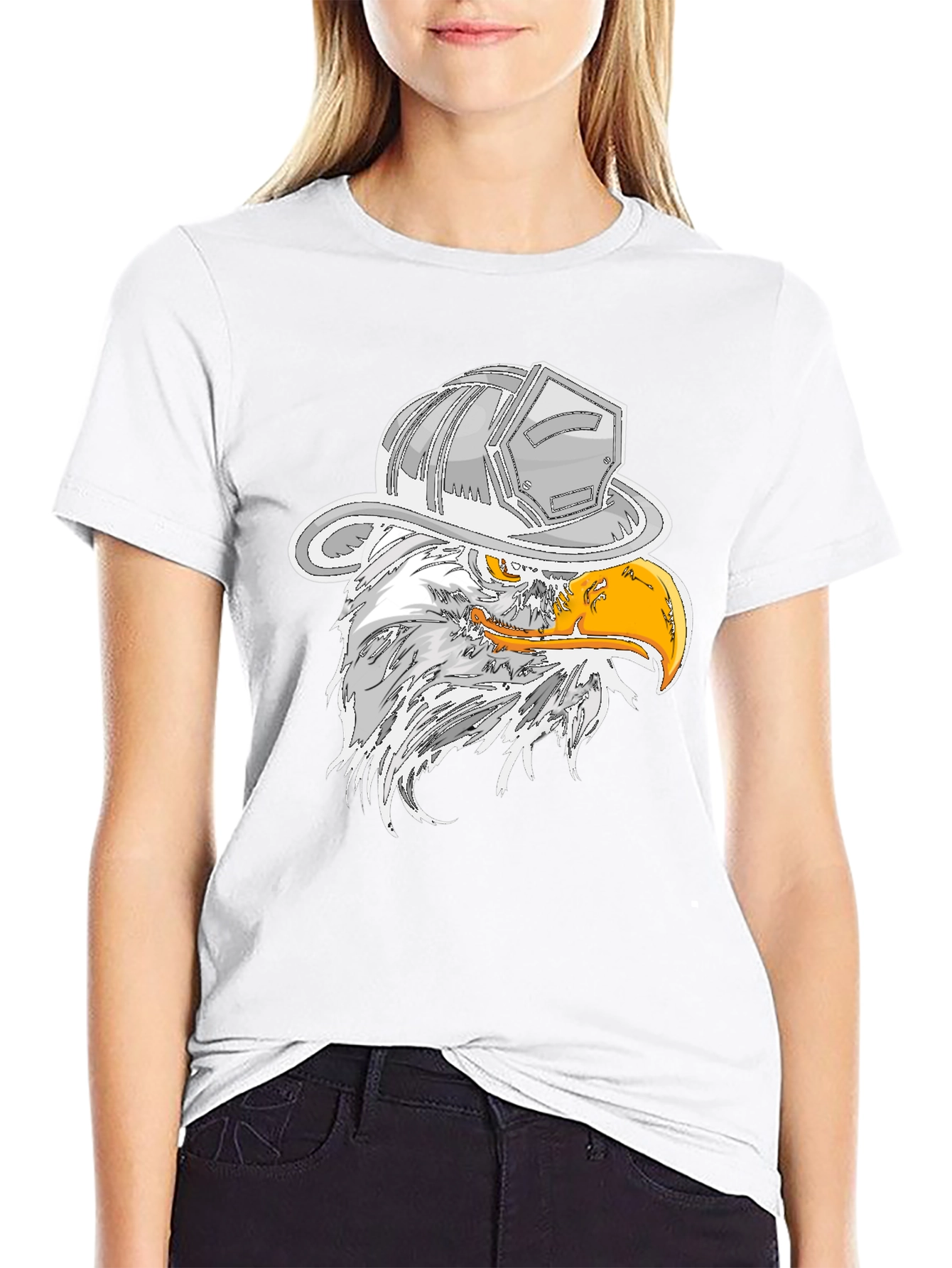 Black Eagle Firefighter Helmet Graphic T-Shirt view 9