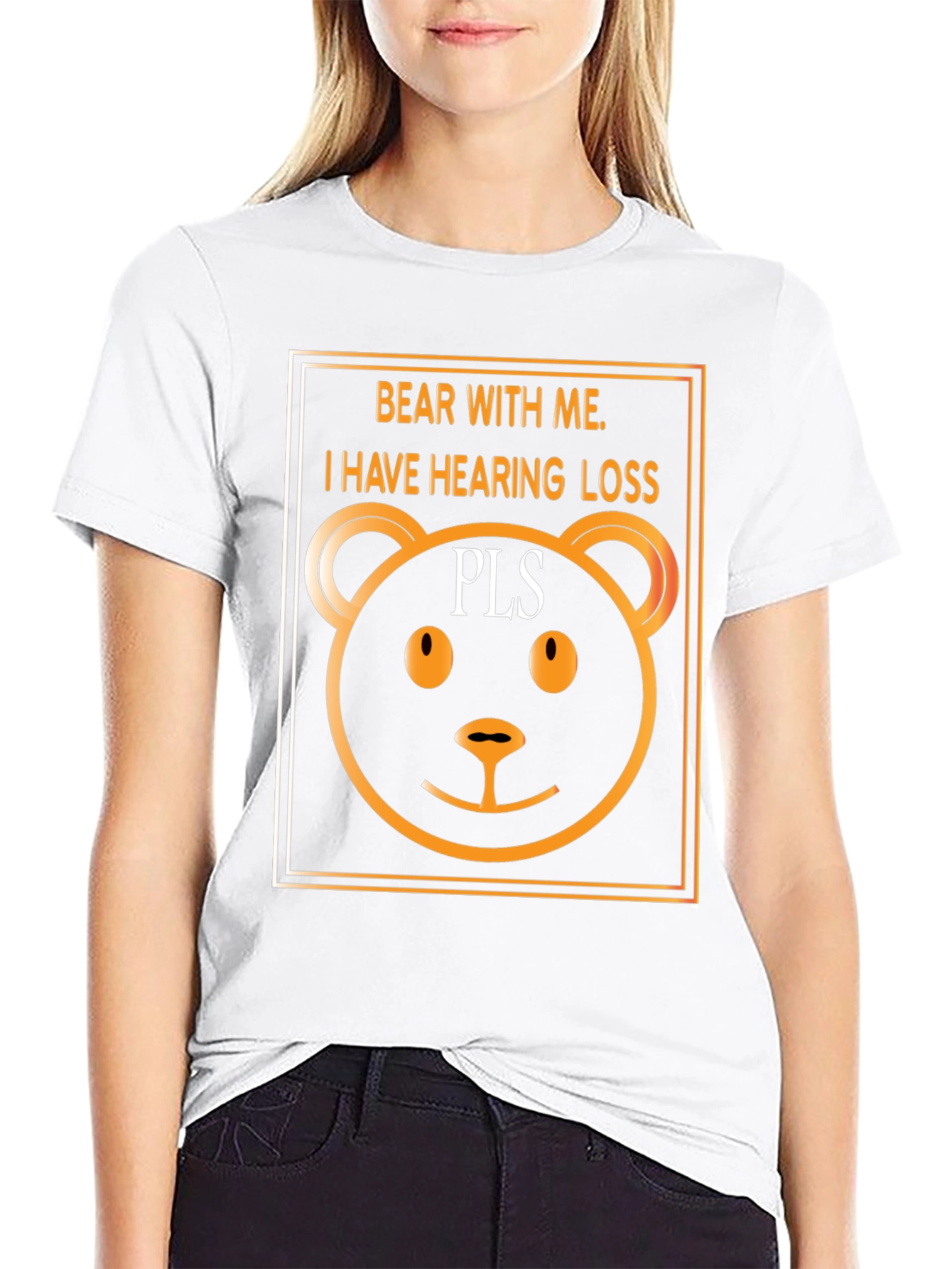 Black Bear With Me Hearing Loss T-Shirt view 9