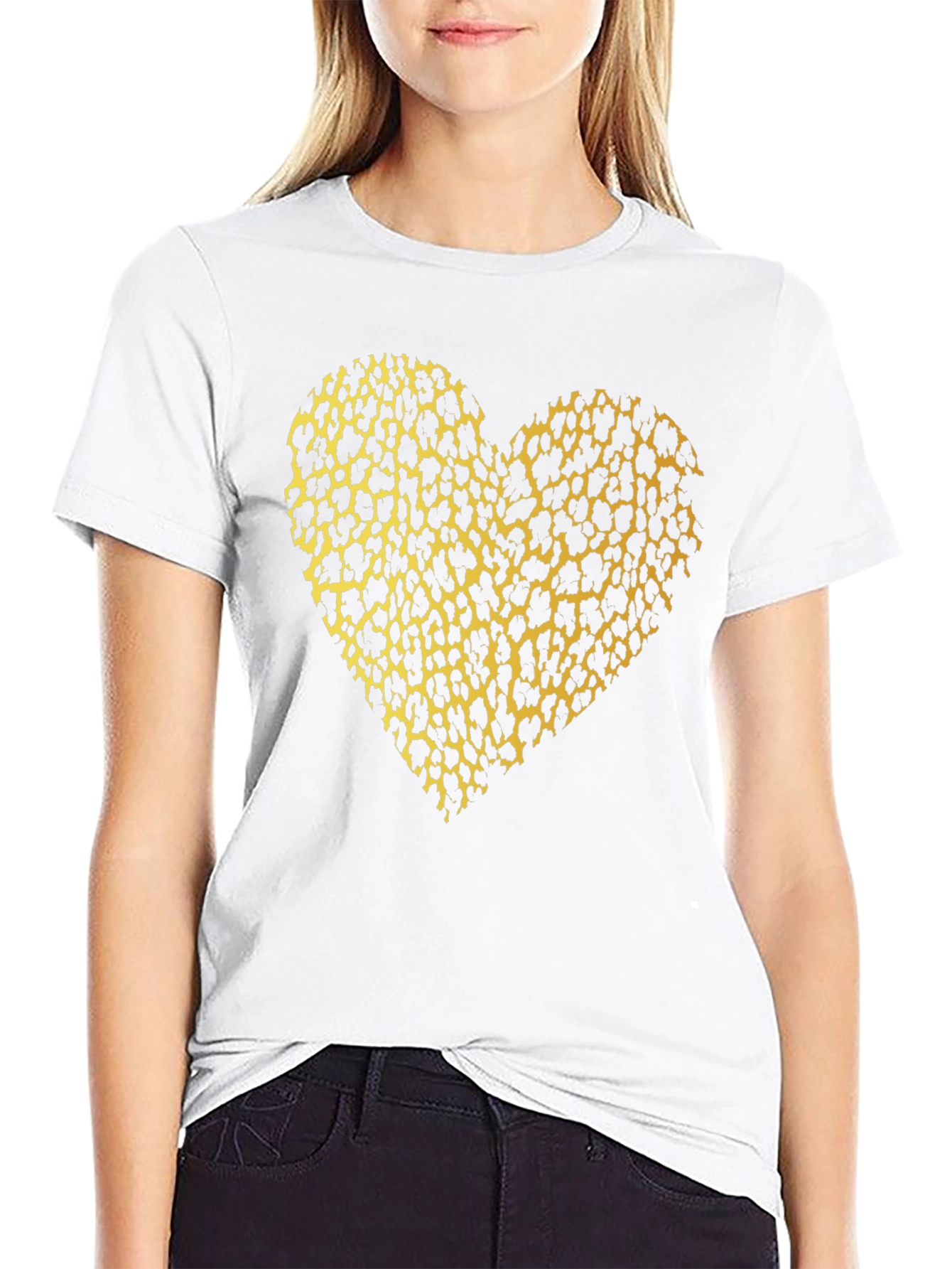 Black Leopard Print Heart T-Shirt - Bold & Stylish view 9
