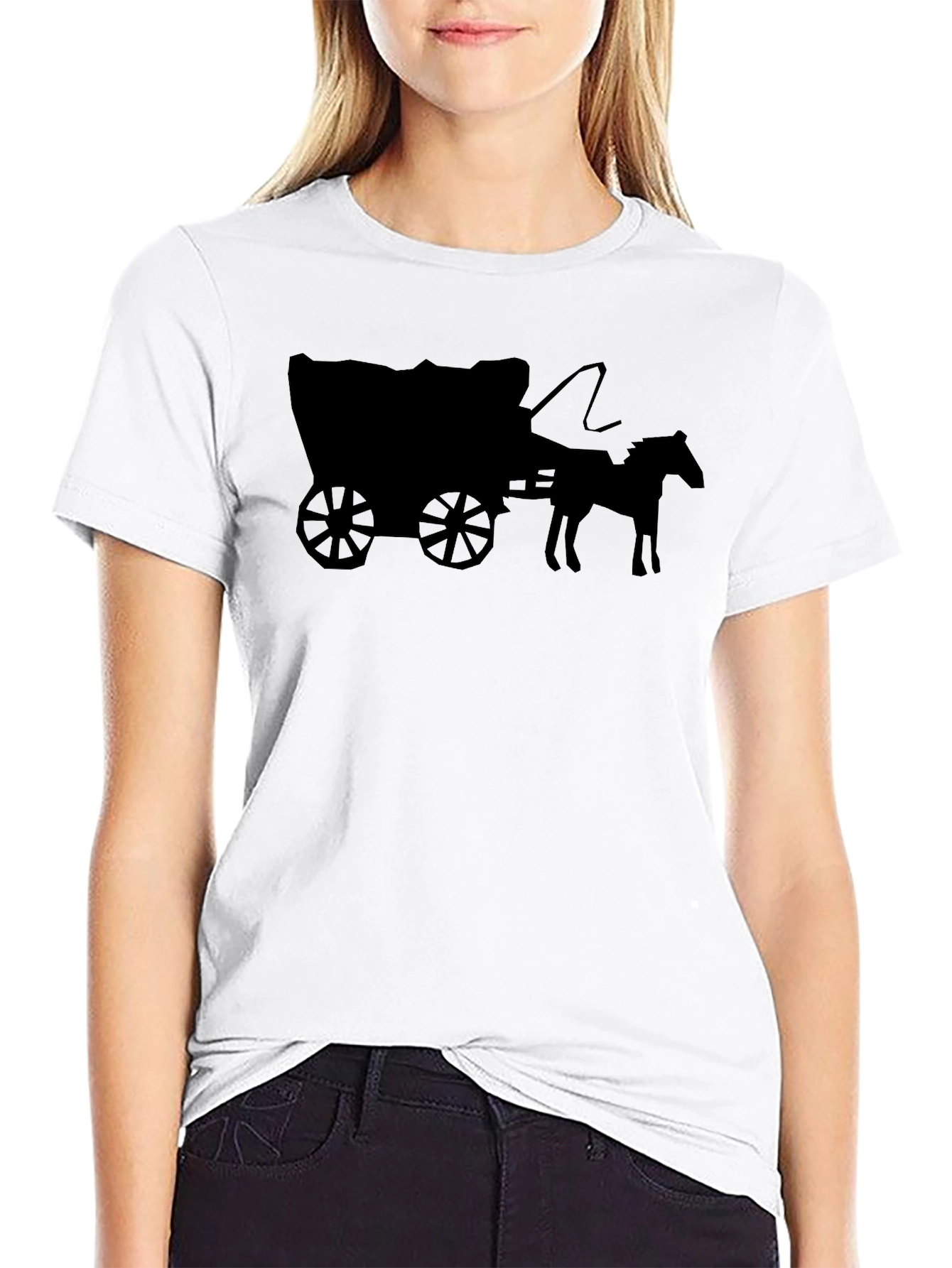 Black Wagon Wheel Graphic Tee - Black Cotton Blend T-Shirt view 9