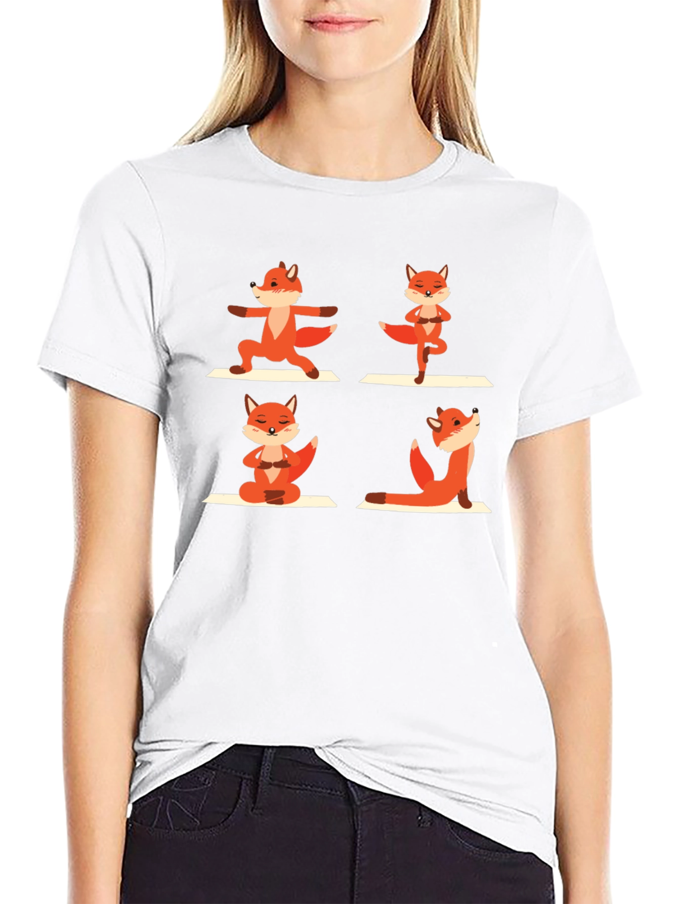 Black Yoga Fox Graphic Tee view 9