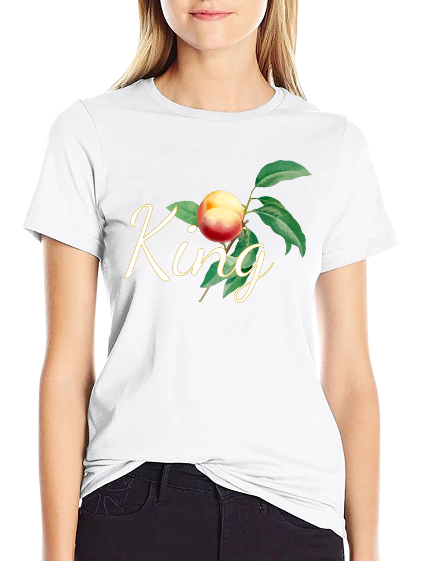 Black King Peach Graphic T-Shirt - Black view 9