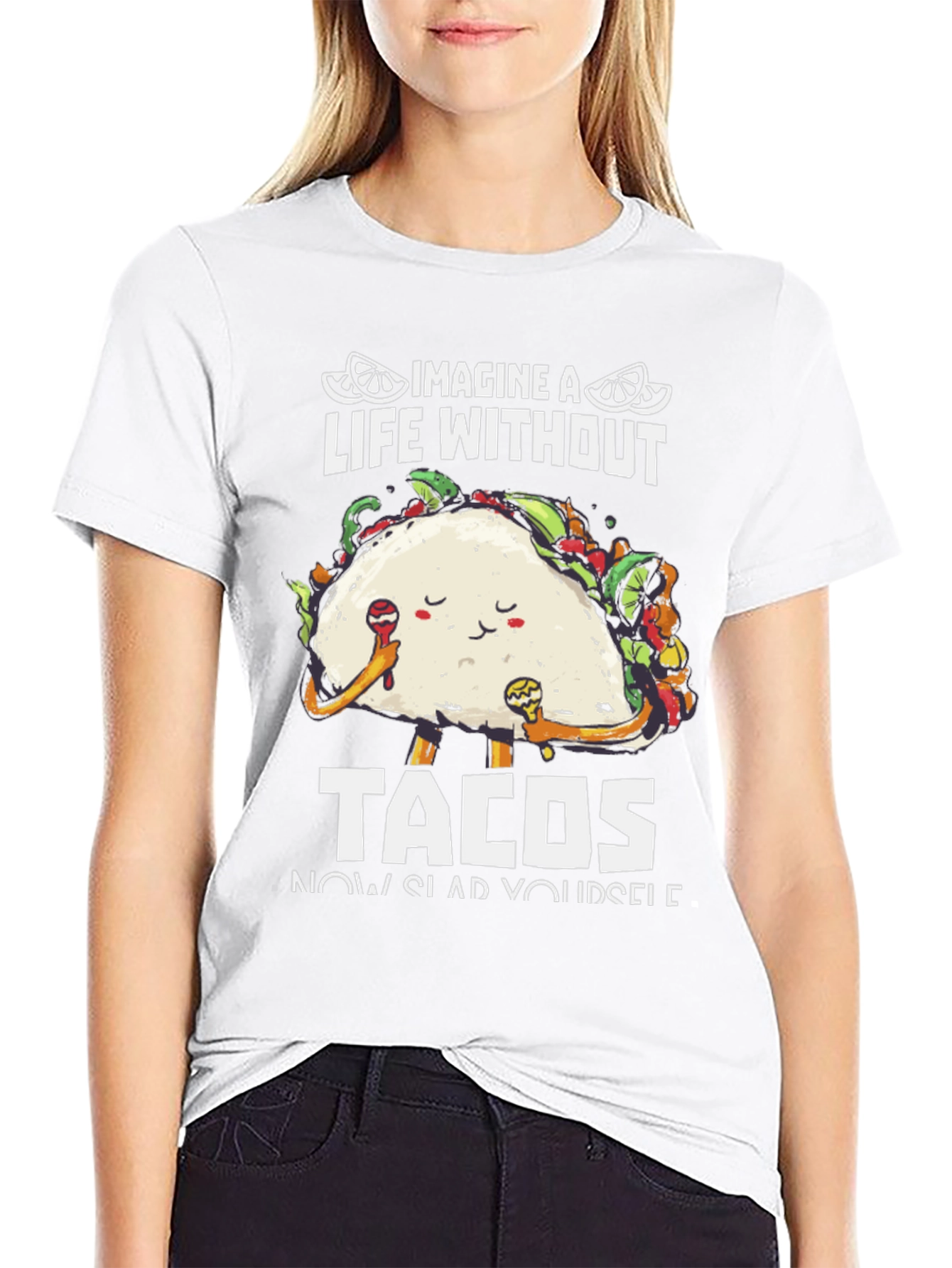 Black Imagine A Life Without Tacos T-Shirt view 9