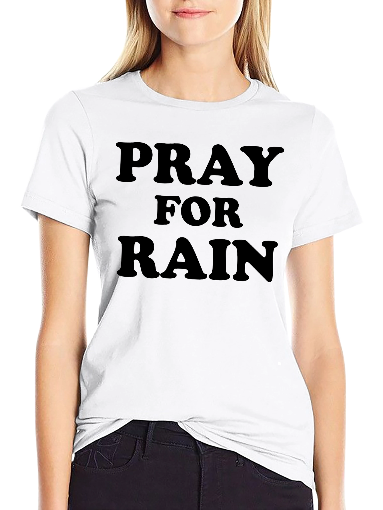 Black Pray for Rain Graphic Black T-Shirt view 9