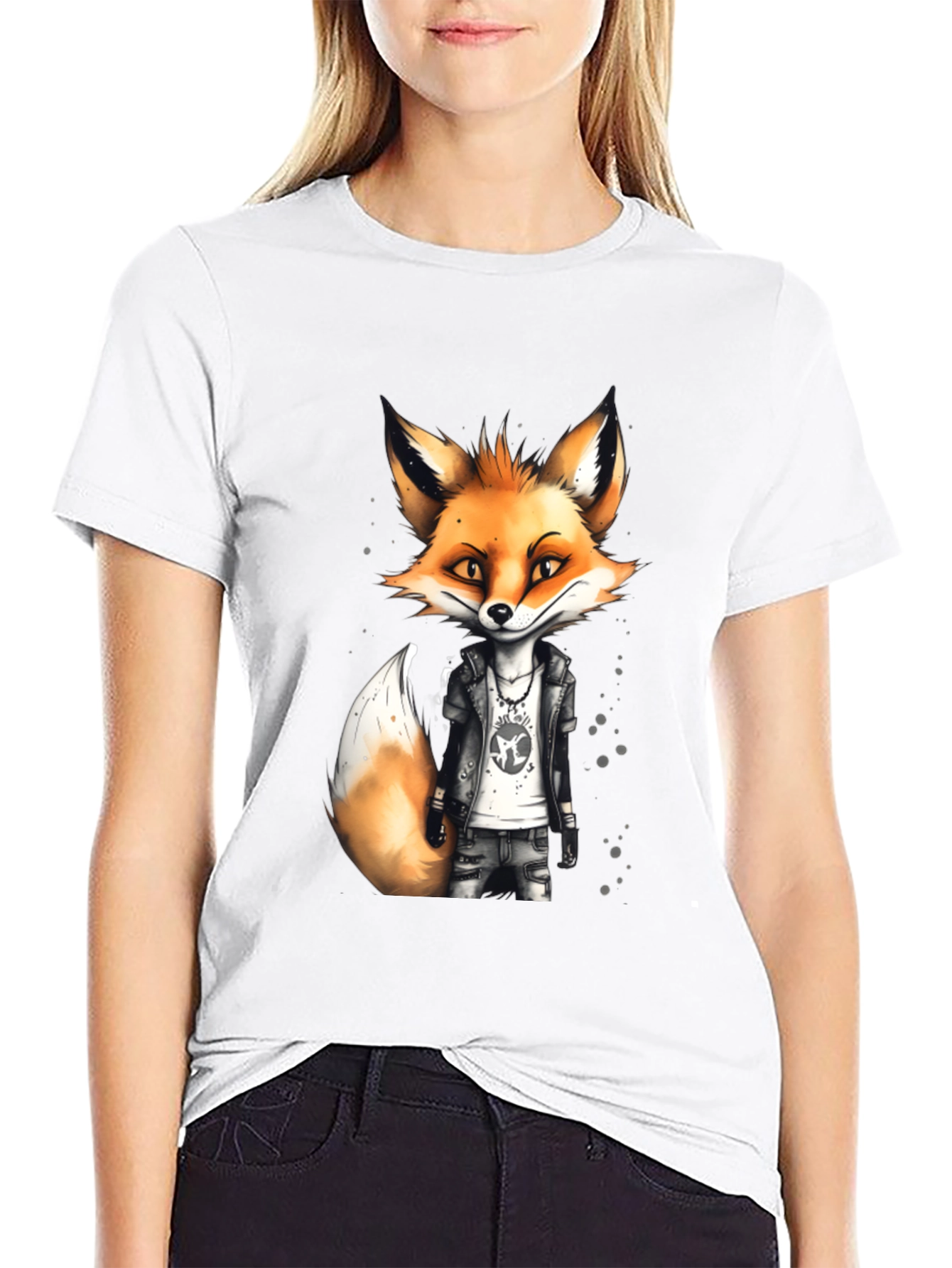 Black Cool Fox Graphic Tee - Men's Black T-Shirt view 9