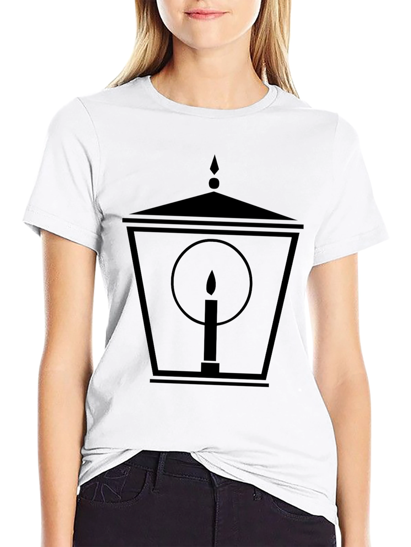 Black Lantern Candle Graphic Tee - Black view 9