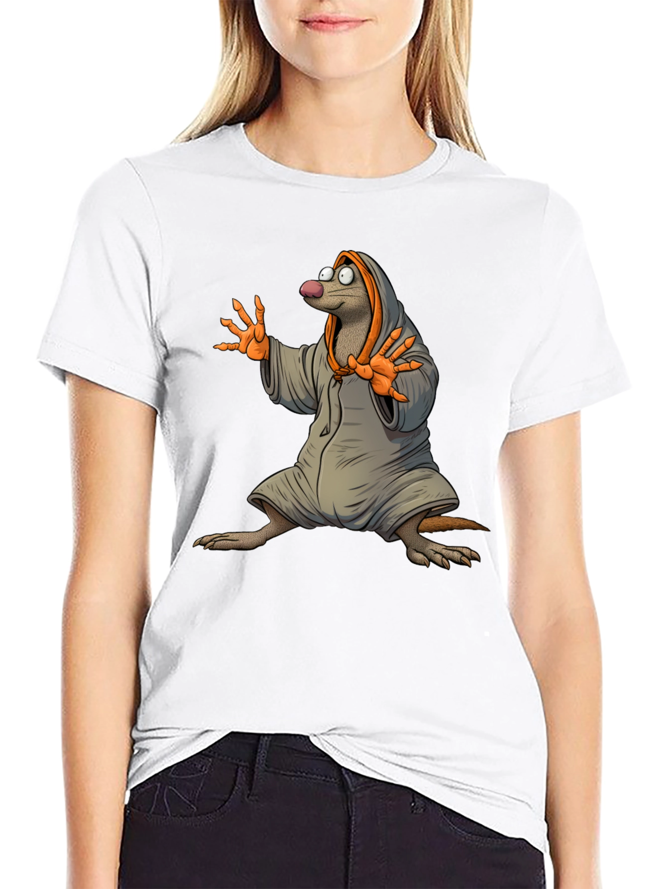 Black Mole in Robe Graphic T-Shirt - Black view 9