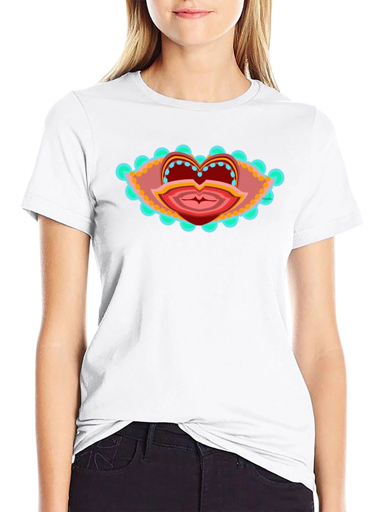 Black Abstract Lip Art T-Shirt - Unique Graphic Tee view 9