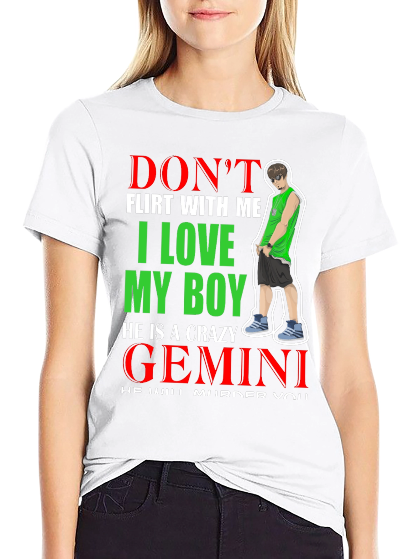 Black Don't Flirt Gemini Boy T-Shirt view 9