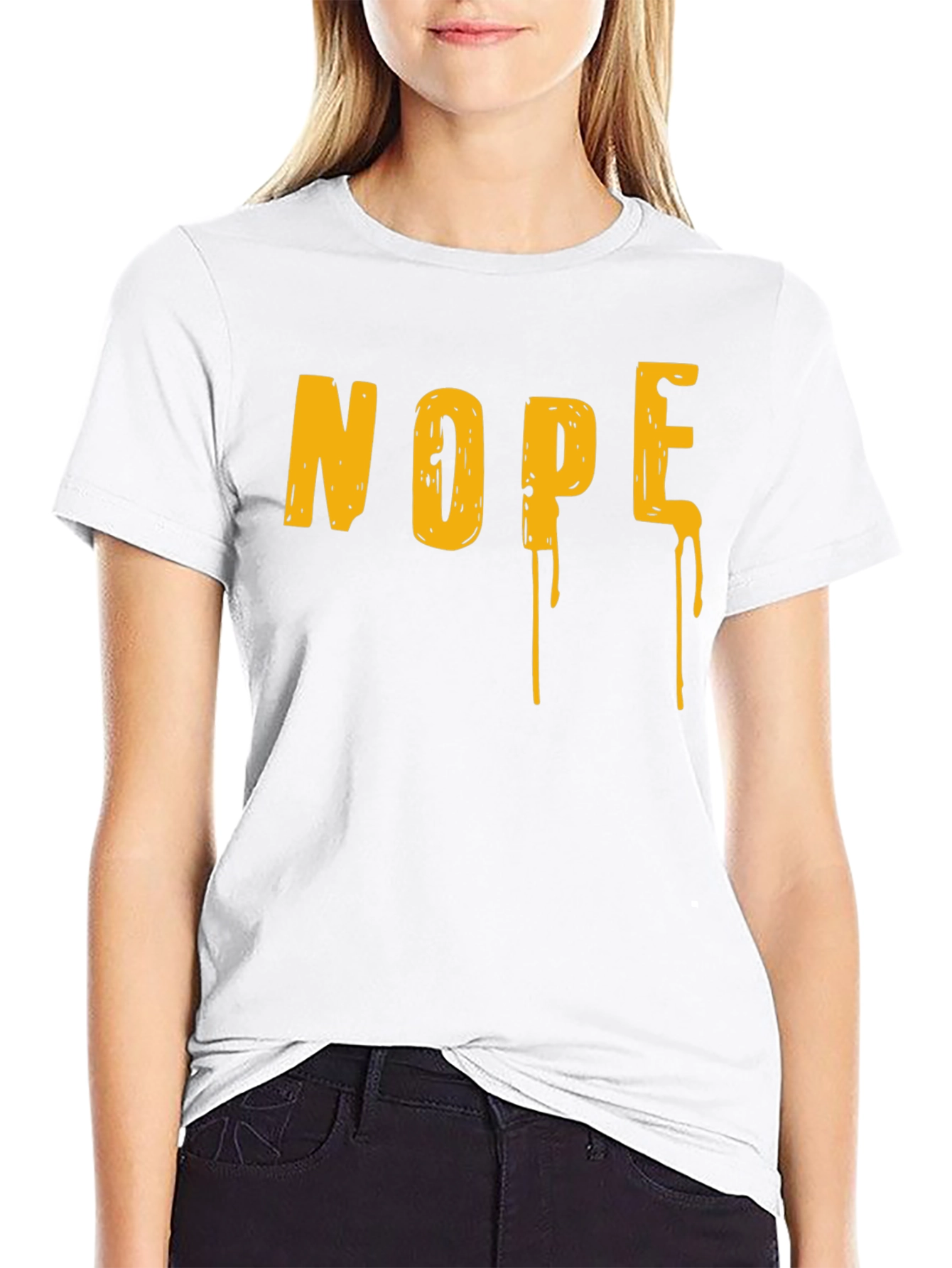 Black Nope Drip Graphic Tee - Black Cotton Blend Casual T-Shirt view 9
