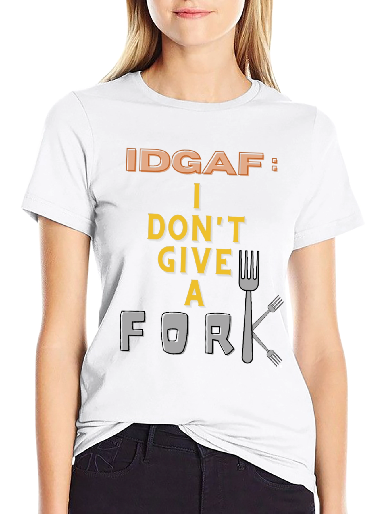 Black IDGAF: I Don't Give a Fork Graphic Tee view 9