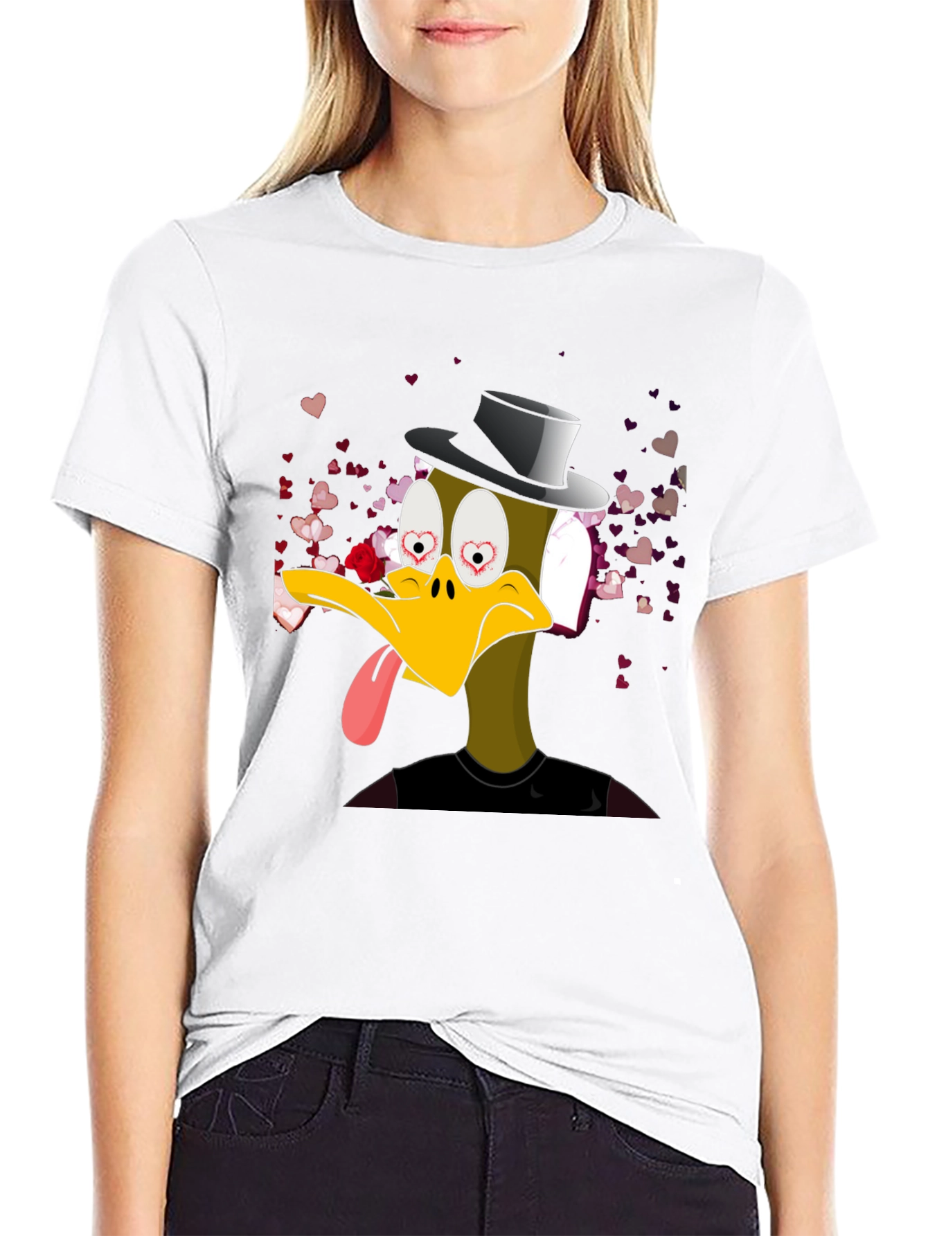 Black Funny Duck Valentine's T-Shirt view 9