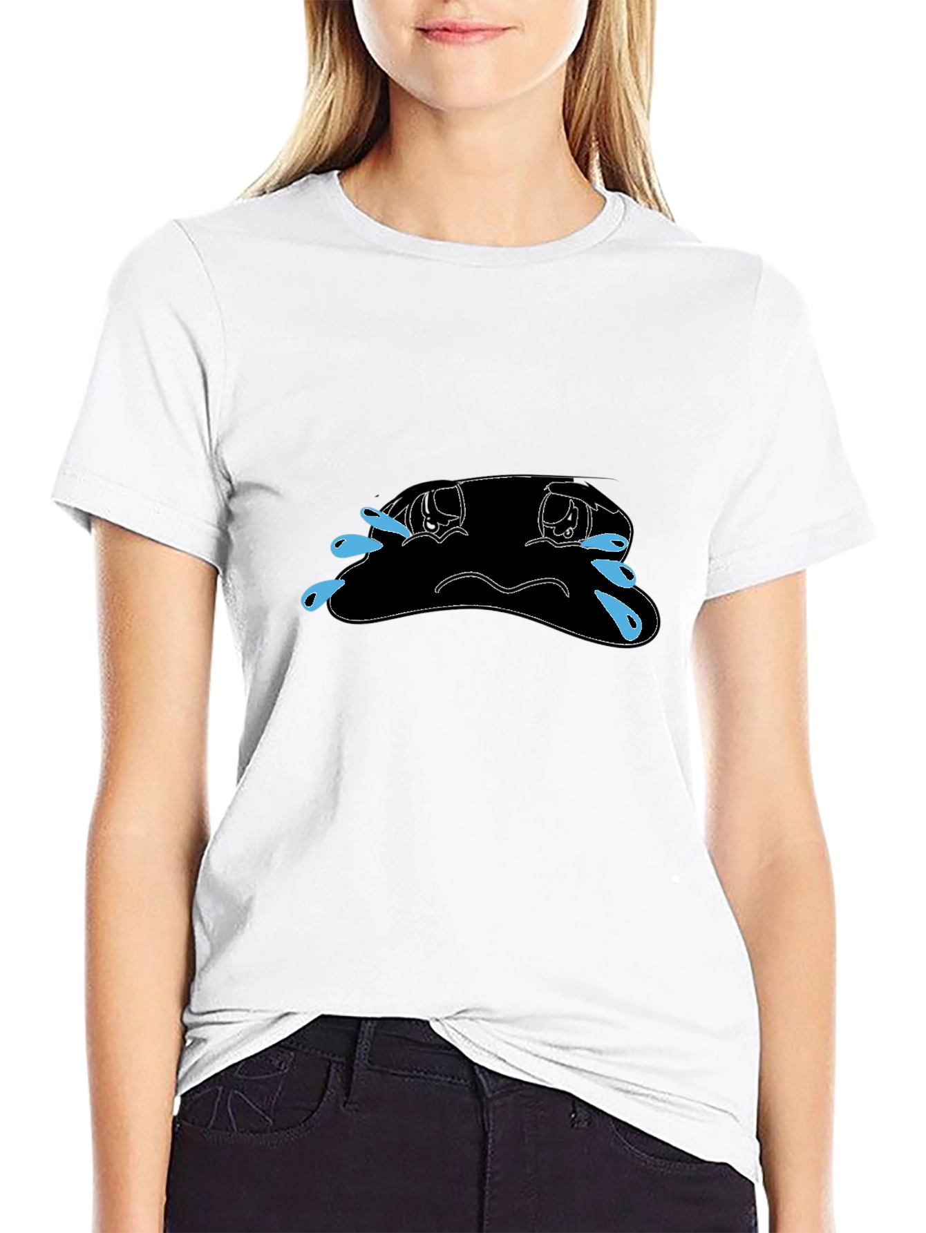 Black Sad Blob Crying Tears T-Shirt - Mens view 9
